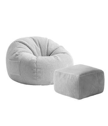 Cord-Pouffe-Sessel mit...