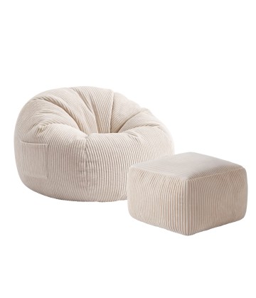 Cord-Pouffe-Sessel mit...
