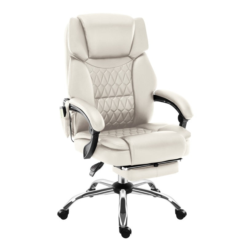 Fotel Biurowy z masażem podnóżkiem podgrzewany Mark Adler Boss 6.0 Beige