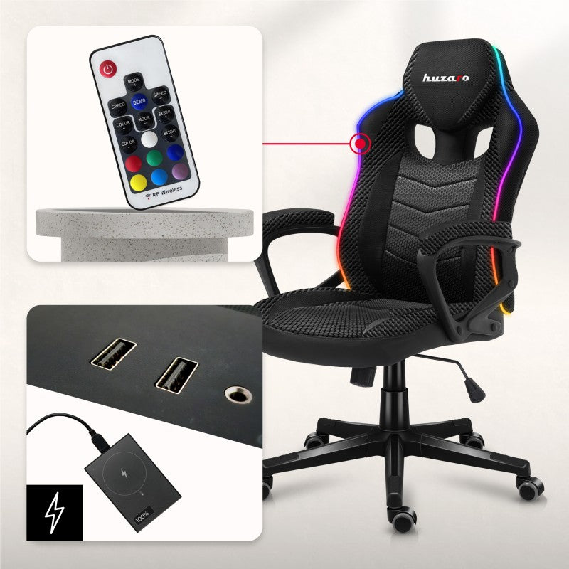Fotel Gamingowy Huzaro Force 2.5 RGB Carbon Mesh