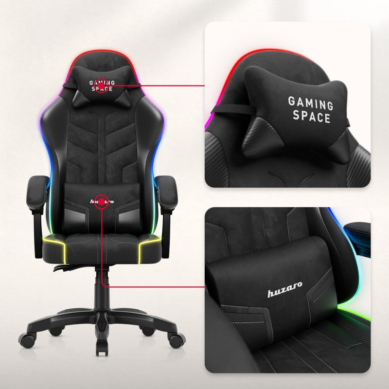 Fotel gamingowy welurowy Huzaro Force 2.7 RGB Black
