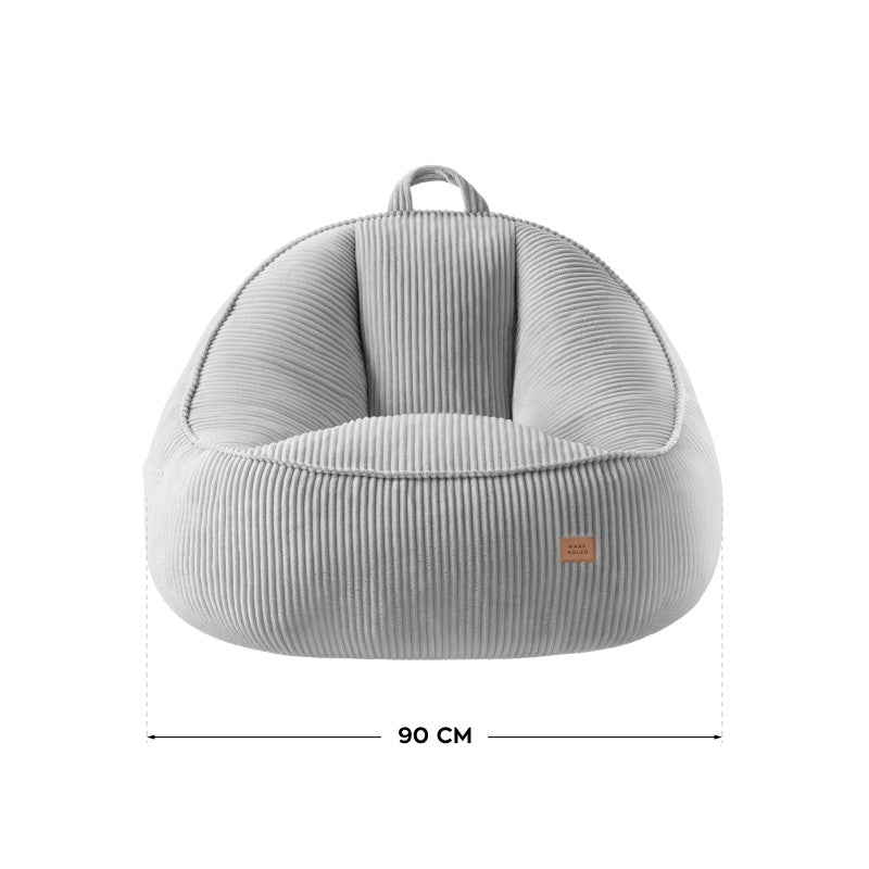 Fotel pufa z oparciem sztruksowa Mark Adler Comfy 4.0 Grey