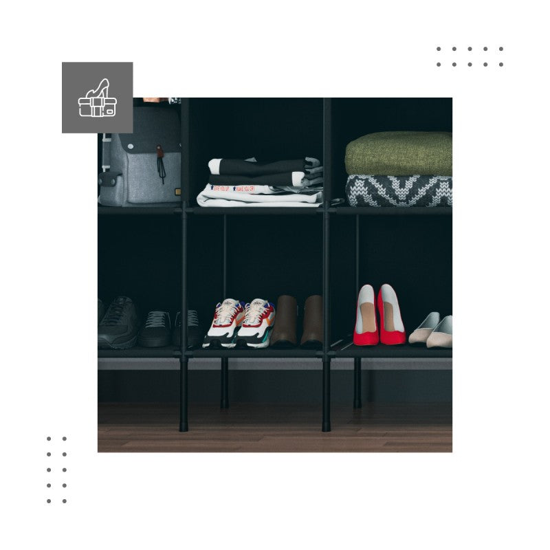 12 Fächer für Schuhe, Kleidung und Accessoires