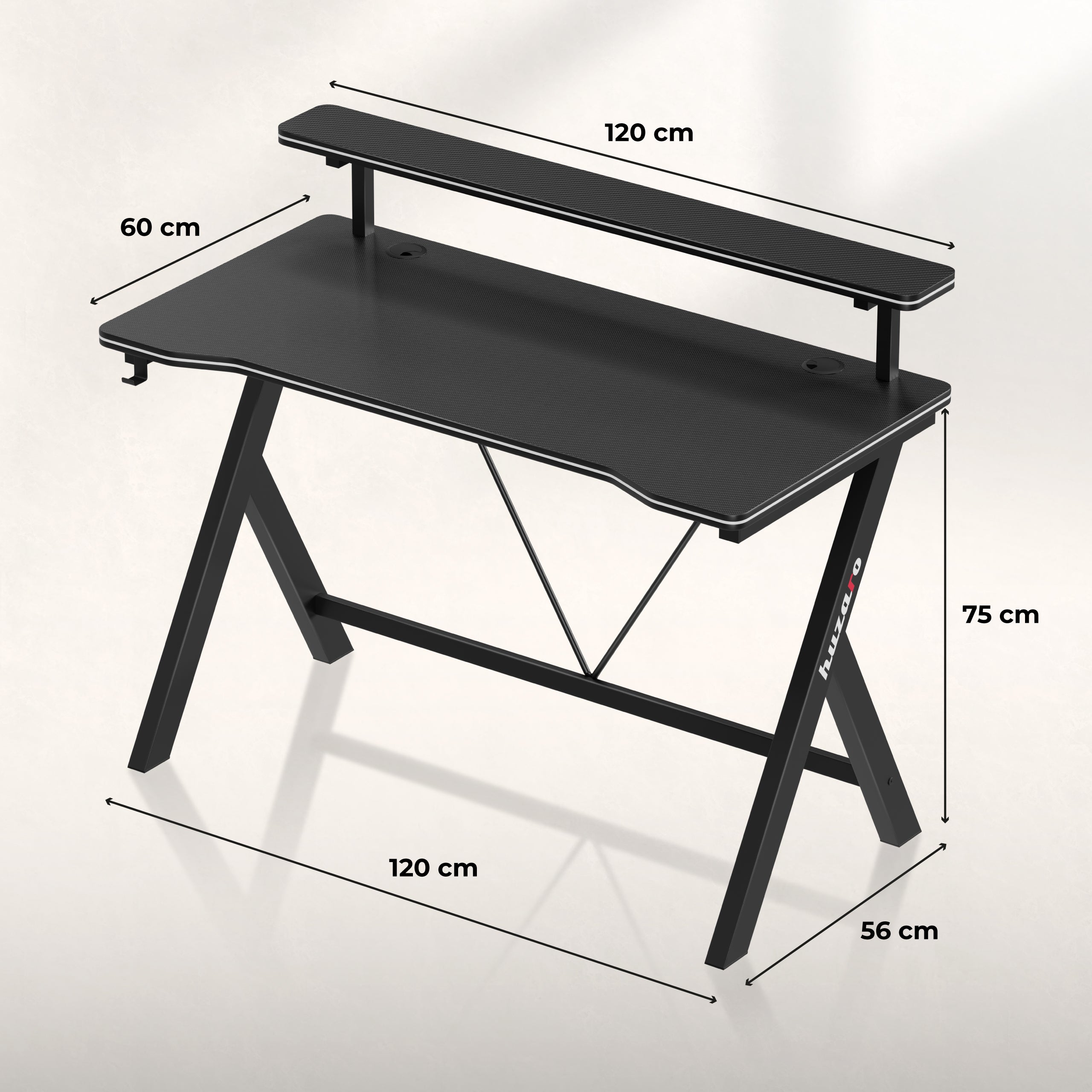 Gaming-Schreibtisch 120 cm Huzaro Hero 1.9 Schwarz