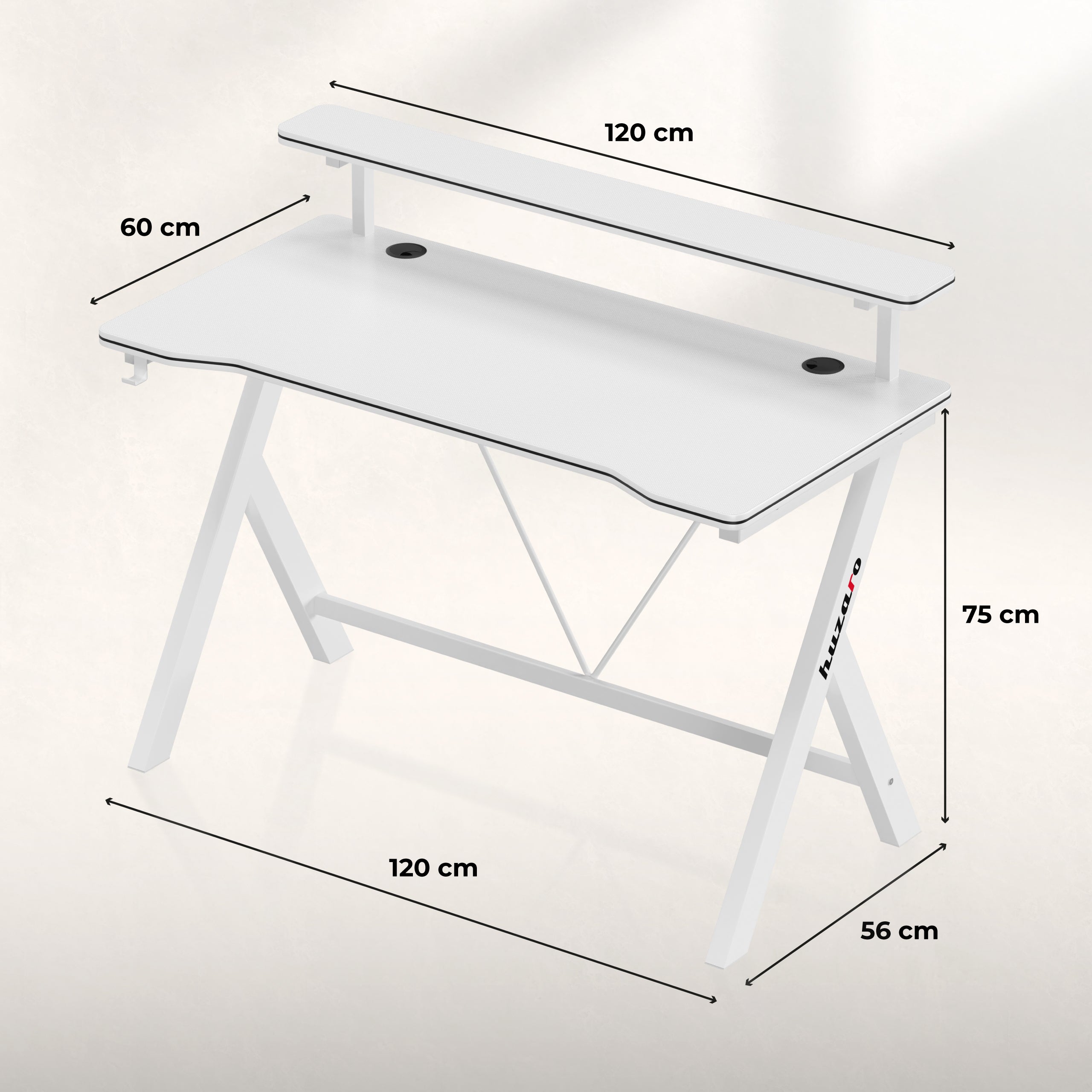 Gaming-Schreibtisch 120 cm Huzaro Hero 1.9 White