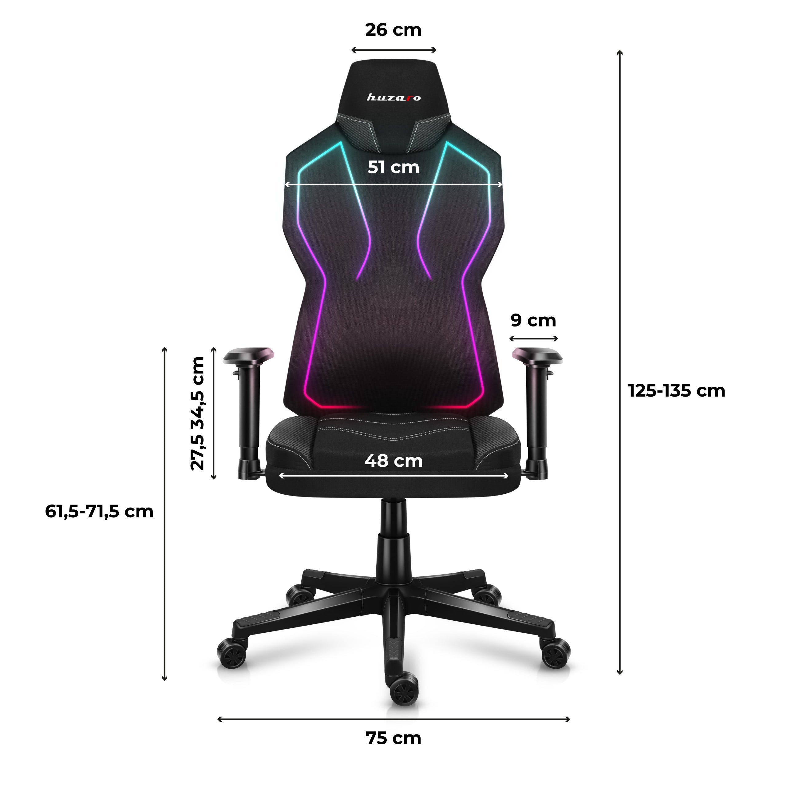 Gaming-Stuhl HUZARO Combat 6.2 RGB Schwarz