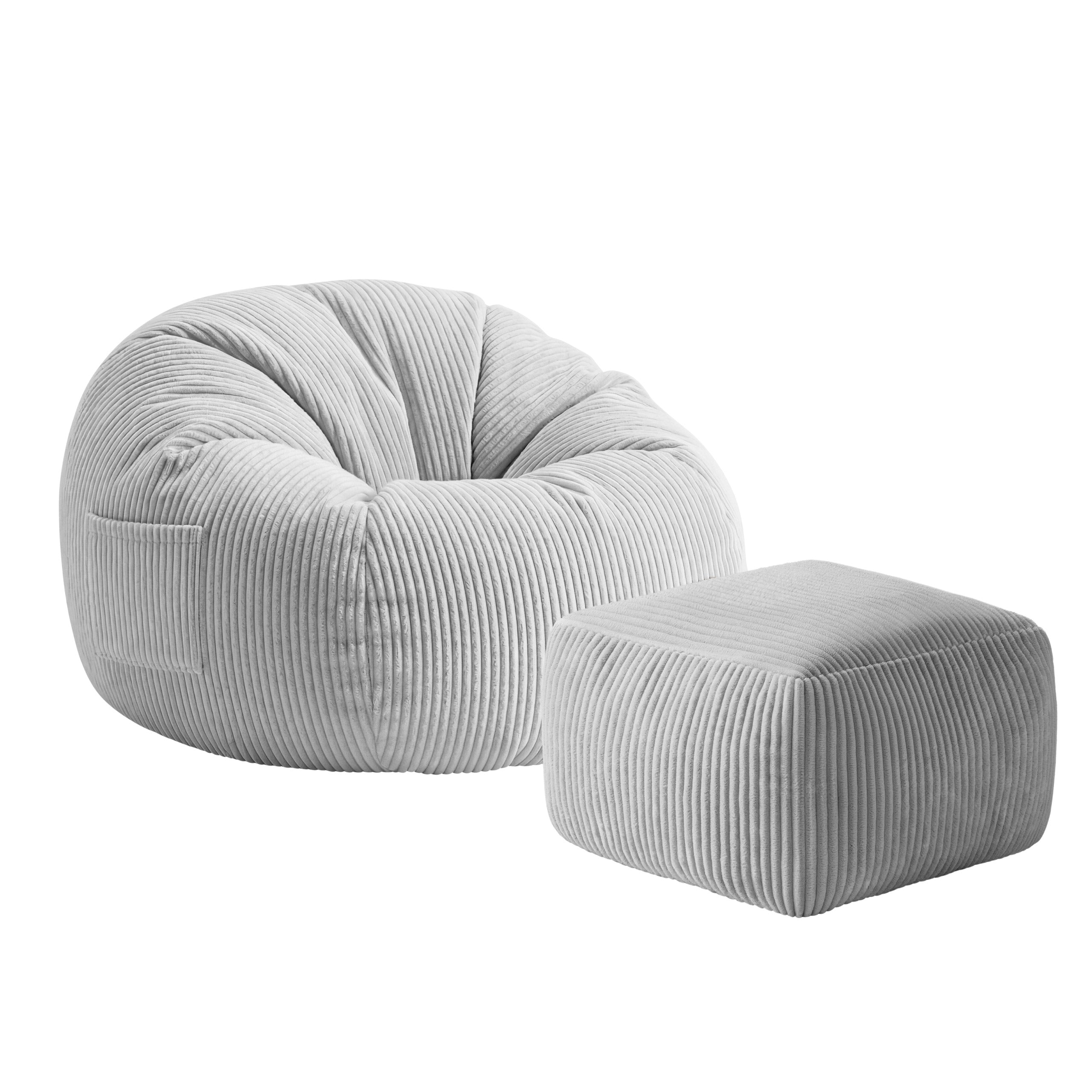 Cord-Sitzsack mit Fußstütze Mark Adler Comfy 3.0 Grey
