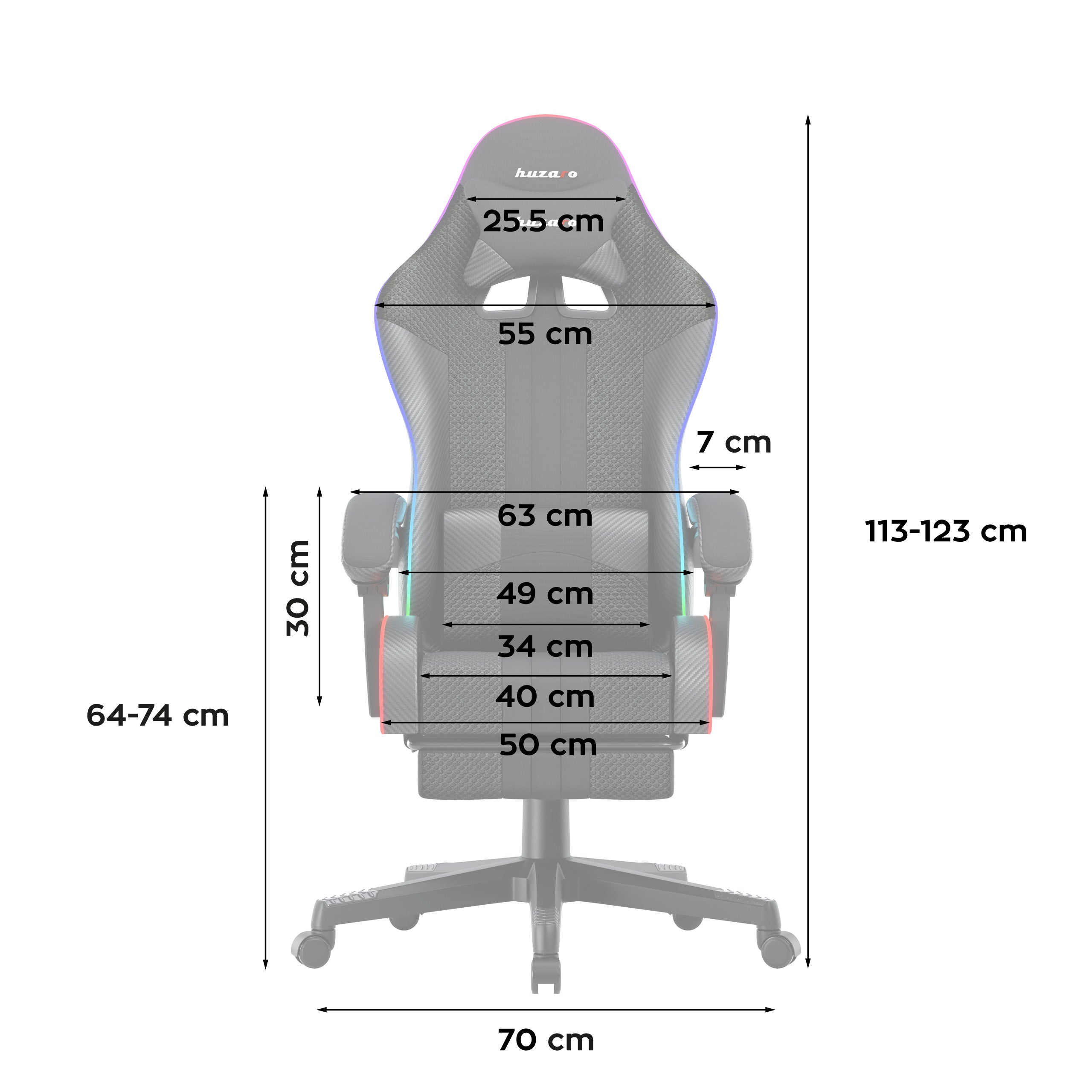 Gaming-Sessel HUZARO Force 4.7 RGB Black Mesh