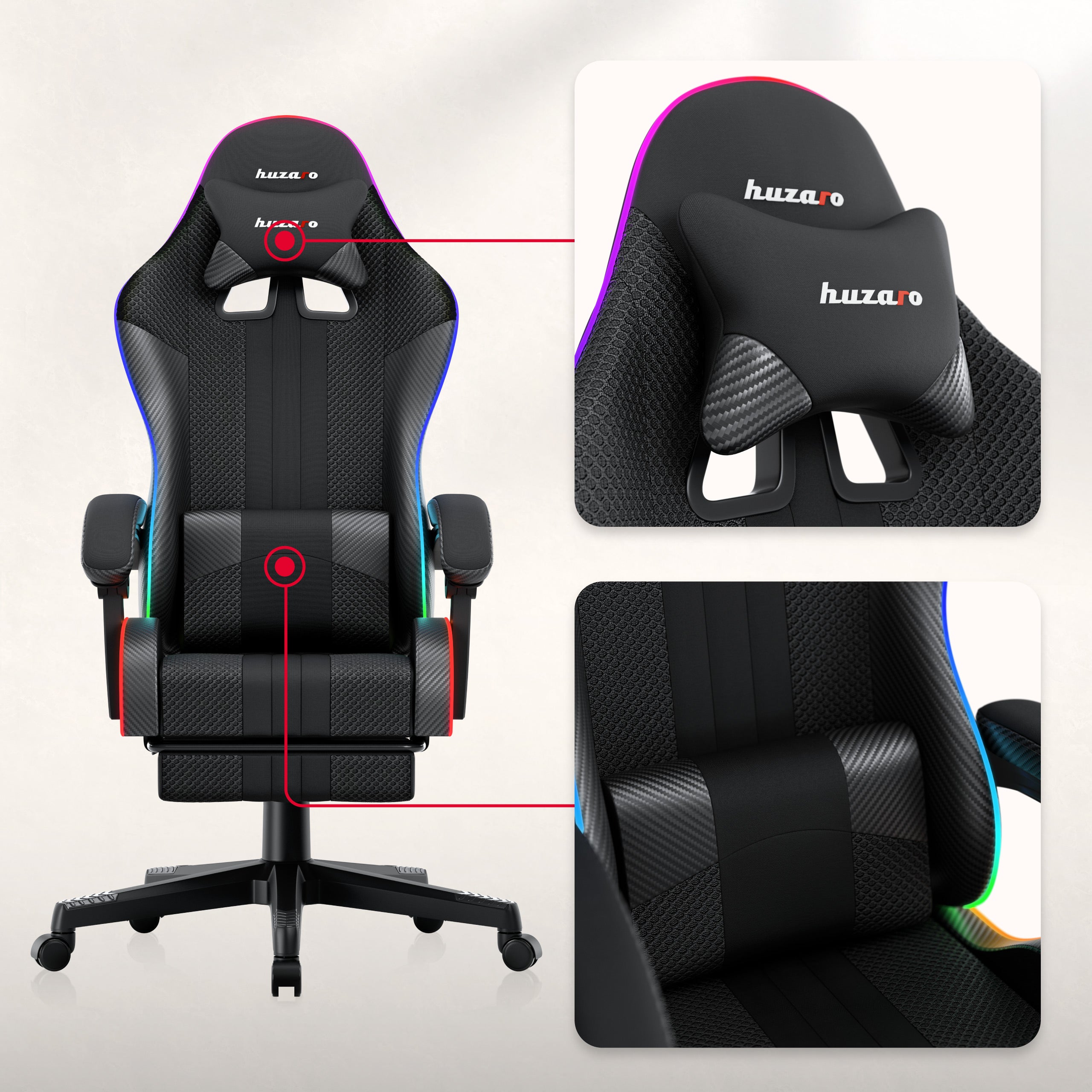 Gaming-Sessel HUZARO Force 4.7 RGB Black Mesh