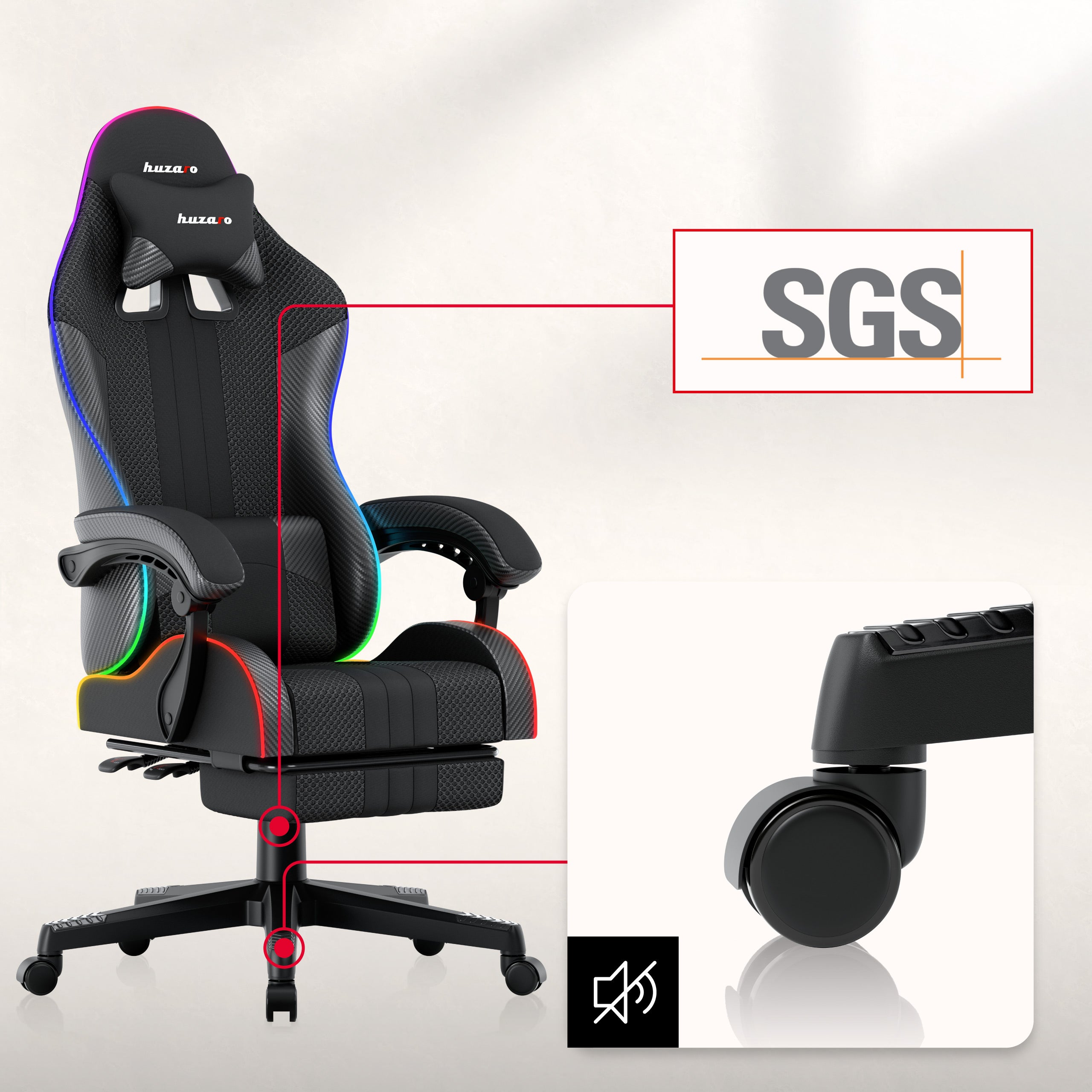 Gaming-Sessel HUZARO Force 4.7 RGB Black Mesh