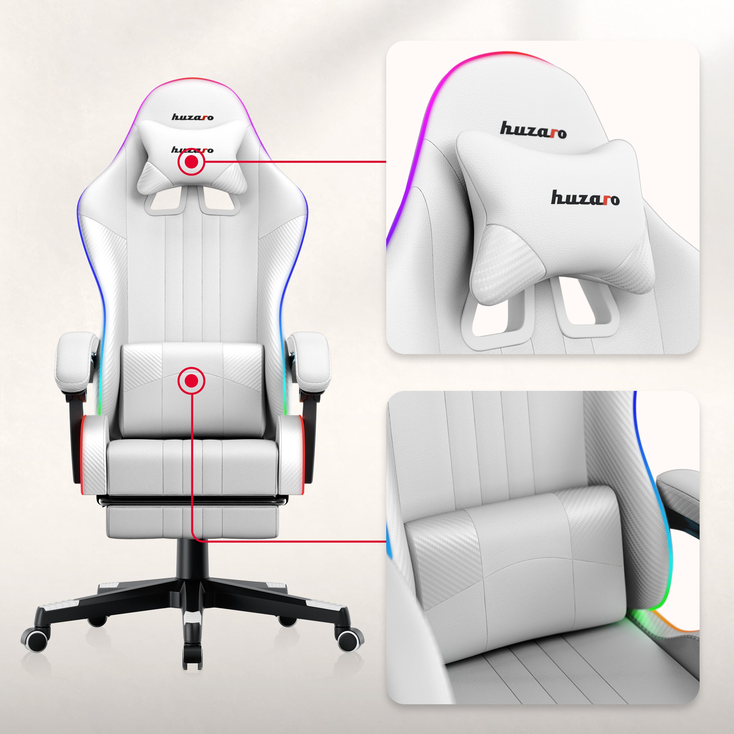 Gaming-Stuhl HUZARO Force 4.7 RGB White