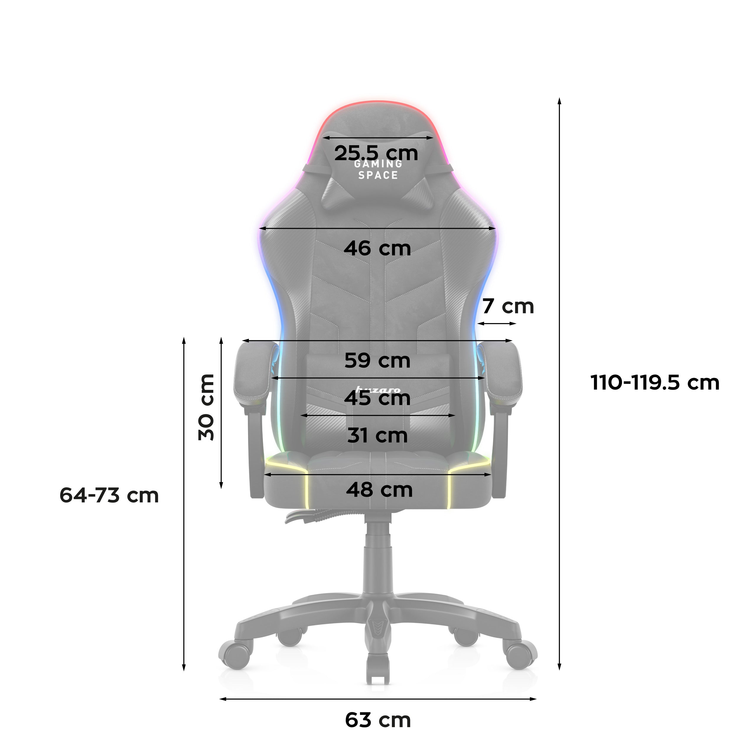 Huzaro Gaming-Sessel Velours Force 2.7 RGB Schwarz