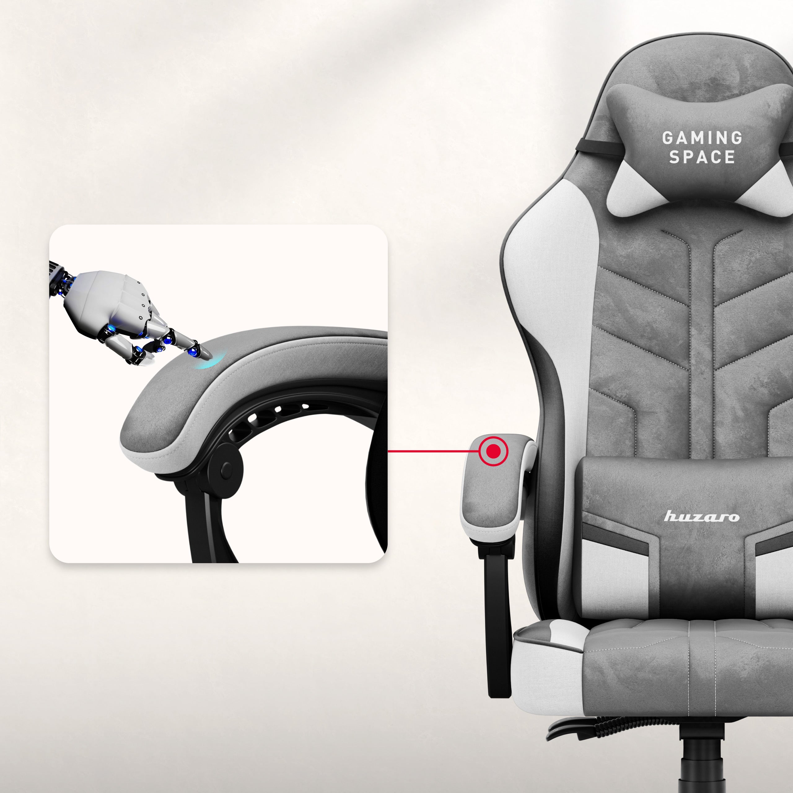 Gaming-Stuhl Velours Huzaro Force 2.7 Grau