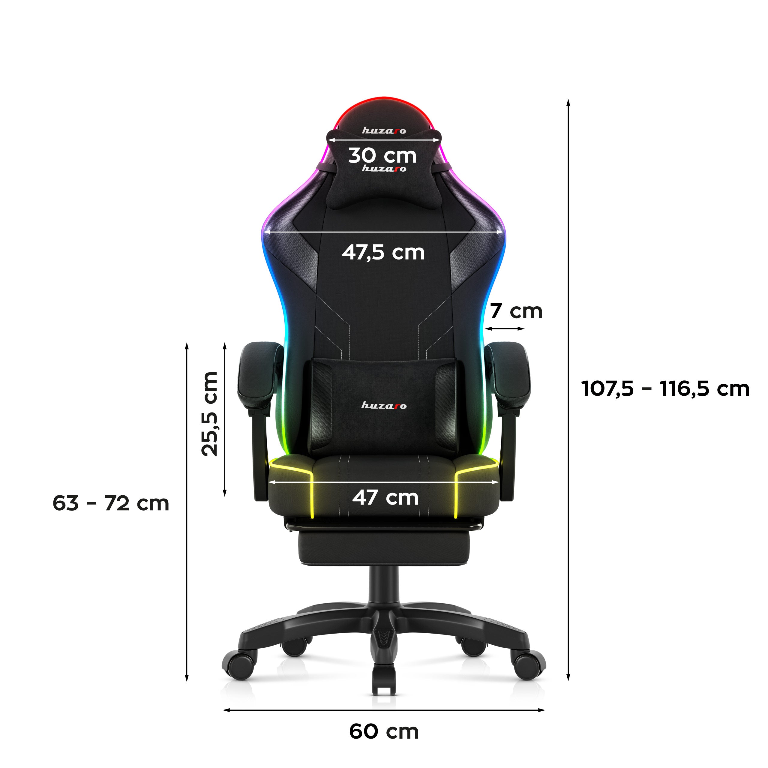 Huzaro Force 3.7 RGB Black Gaming-Stuhl