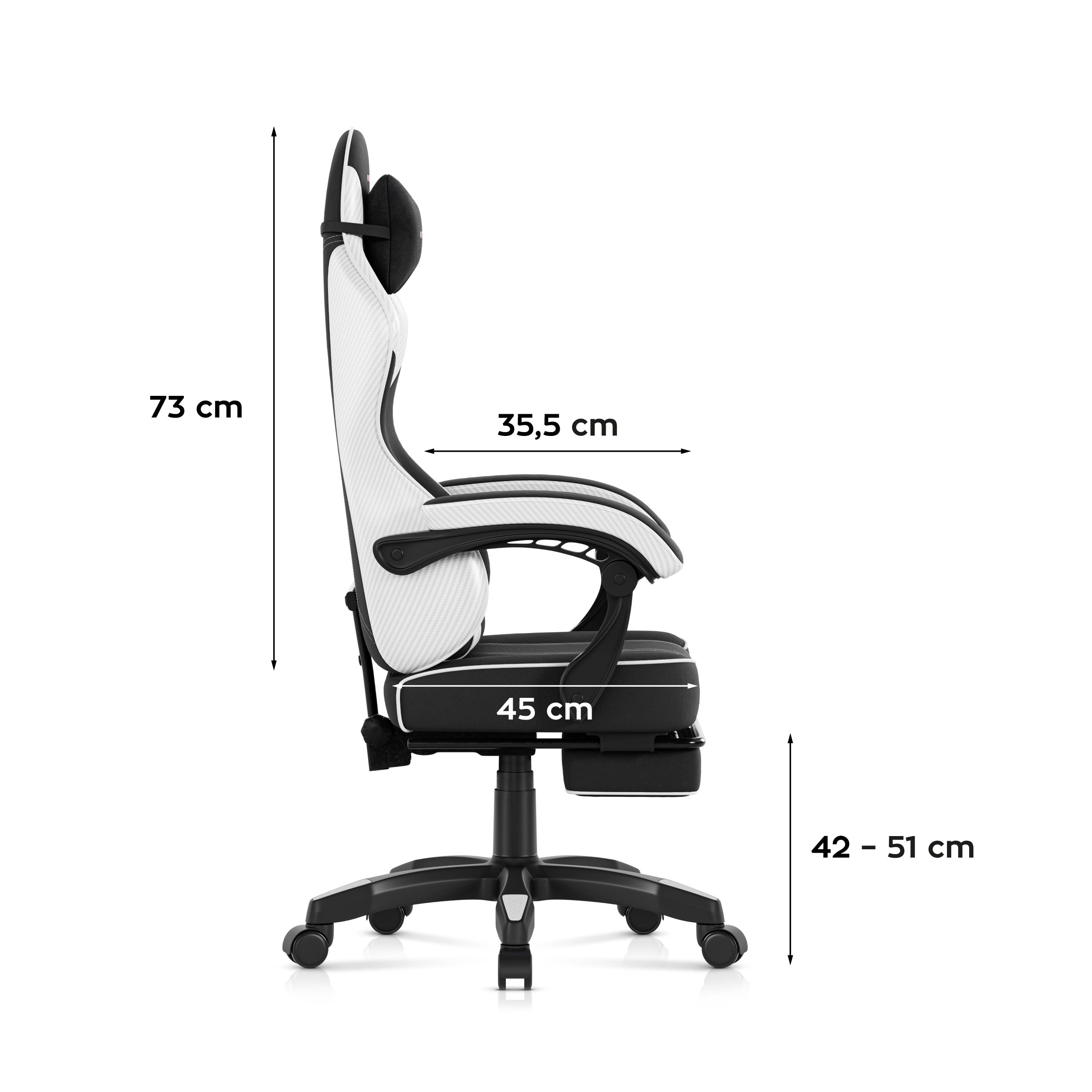 Gaming-Stuhl Huzaro Force 3.7 White Carbon