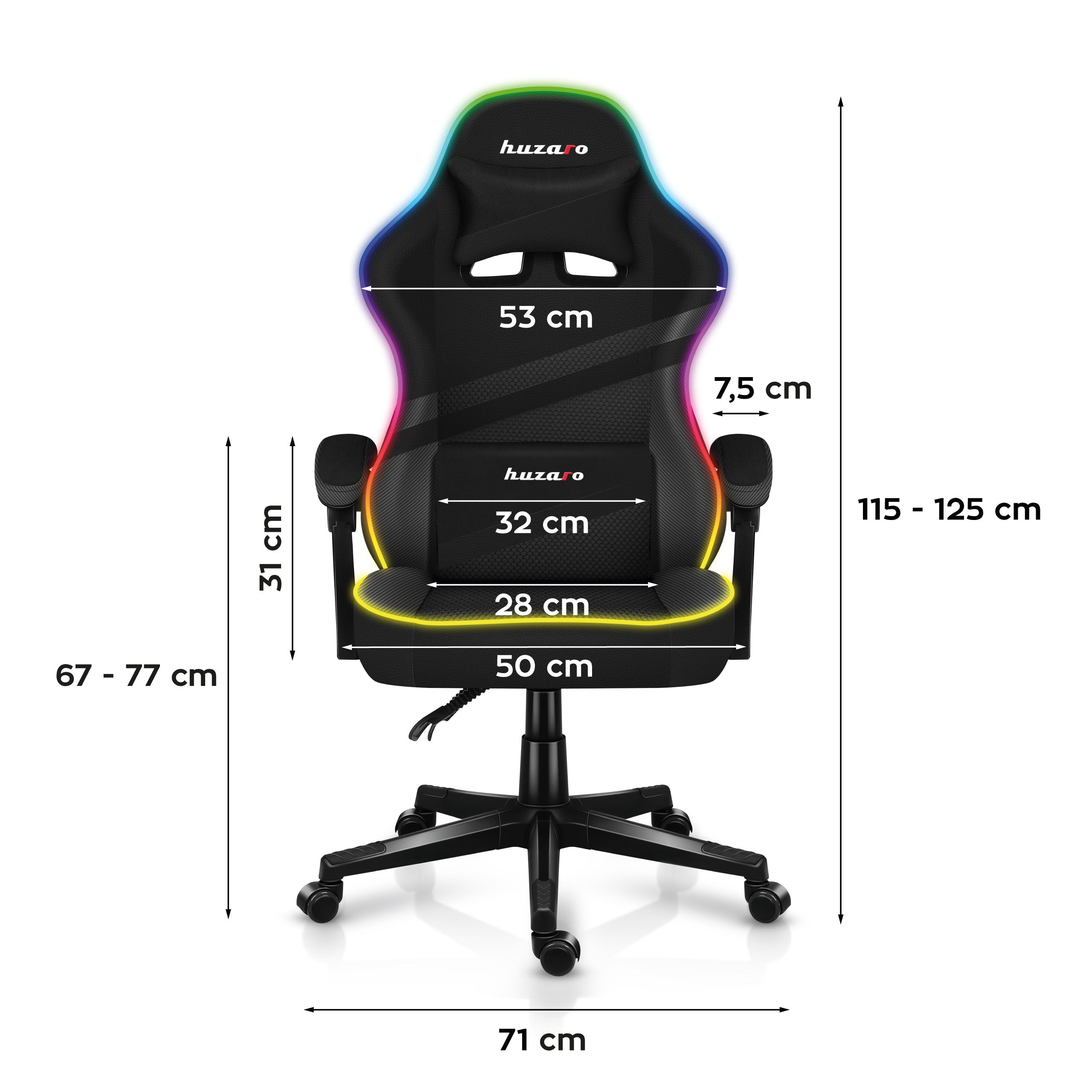 Gaming-Sessel HUZARO FORCE 4.4 RGB Schwarz