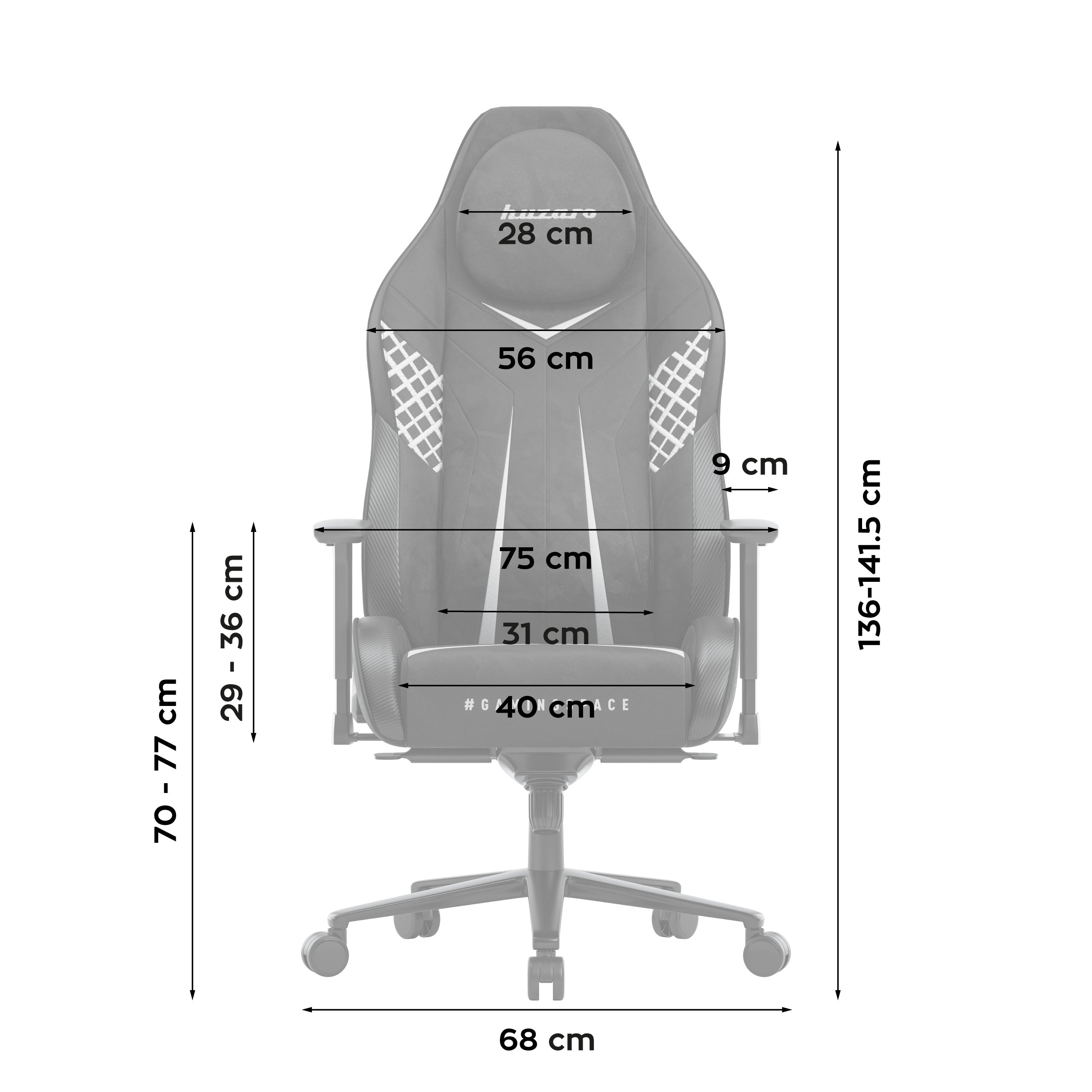 Gaming-Stuhl aus Wildleder Huzaro Force 8.3 Carbon Black