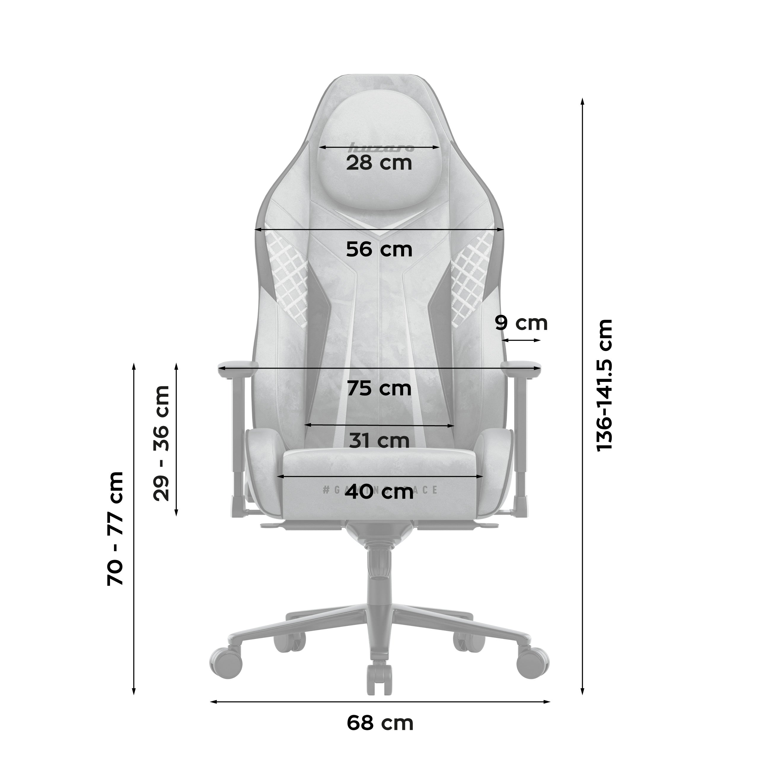 Gaming-Stuhl aus Wildleder Huzaro Force 8.3 Grey