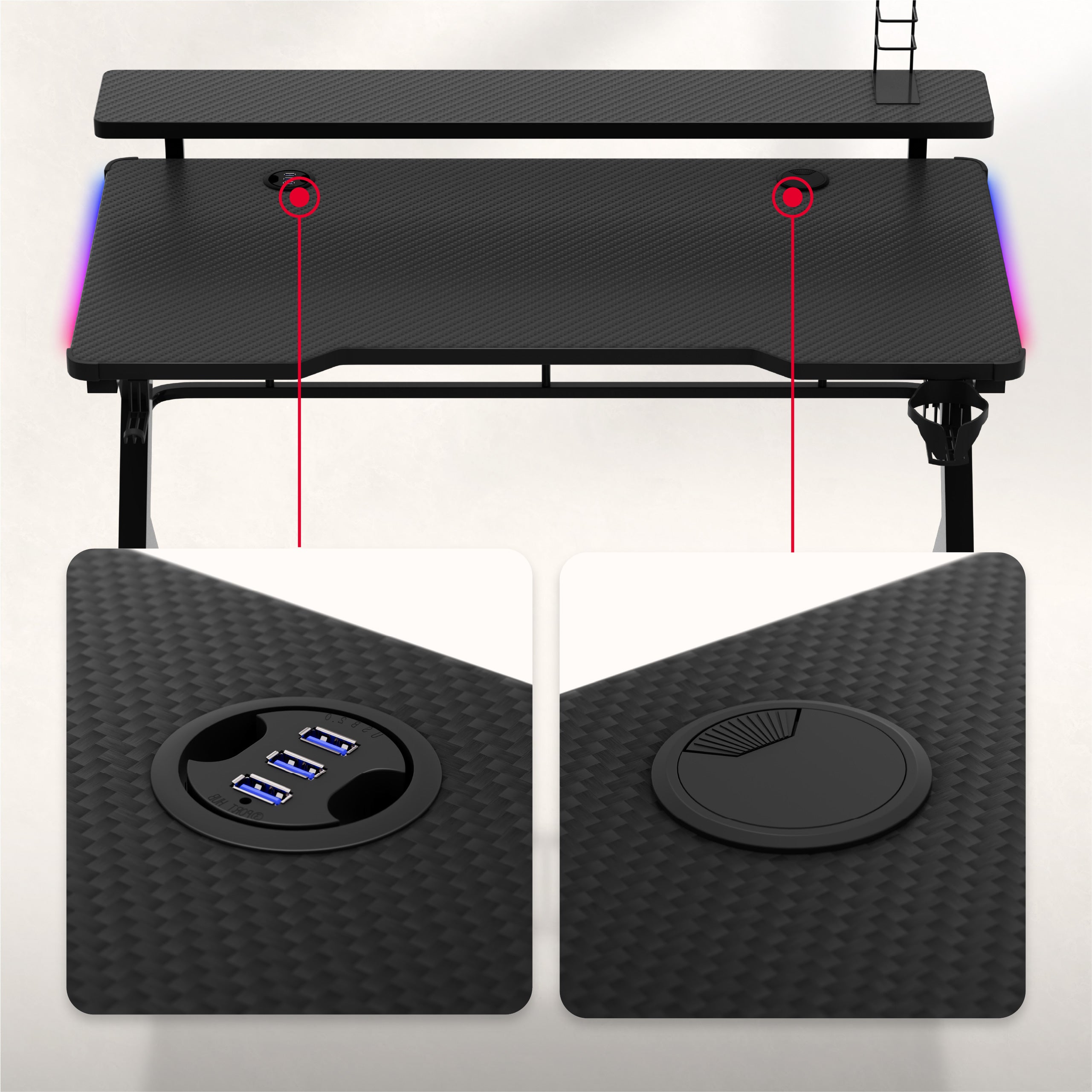 Gaming-Schreibtisch Huzaro Hero 5.0 RGB LED Schwarz 120 cm