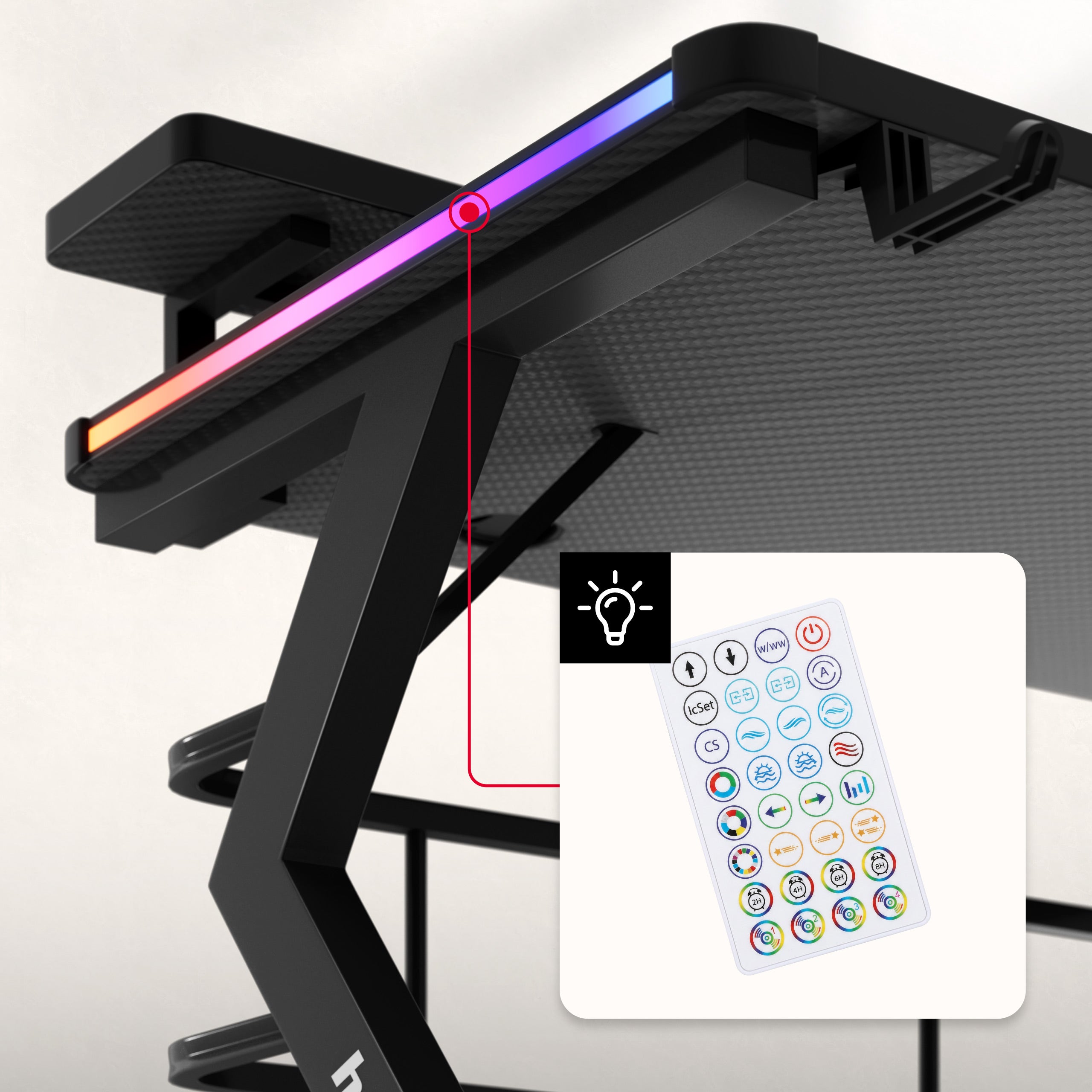 Gaming-Schreibtisch Huzaro Hero 5.0 RGB LED Schwarz 120 cm