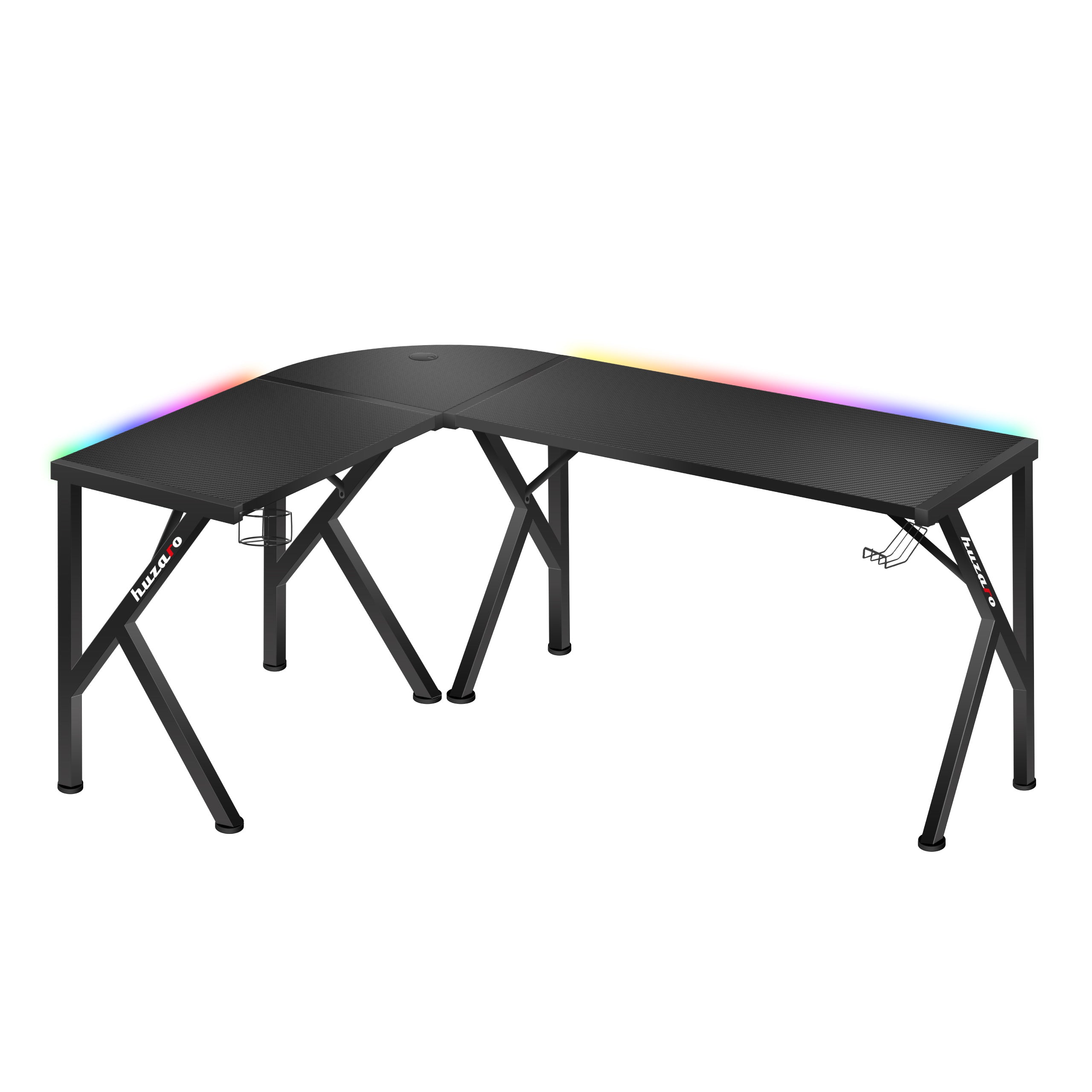 Huzaro Hero 6.3 RGB Gaming-Eckschreibtisch, Schwarz, 154 cm