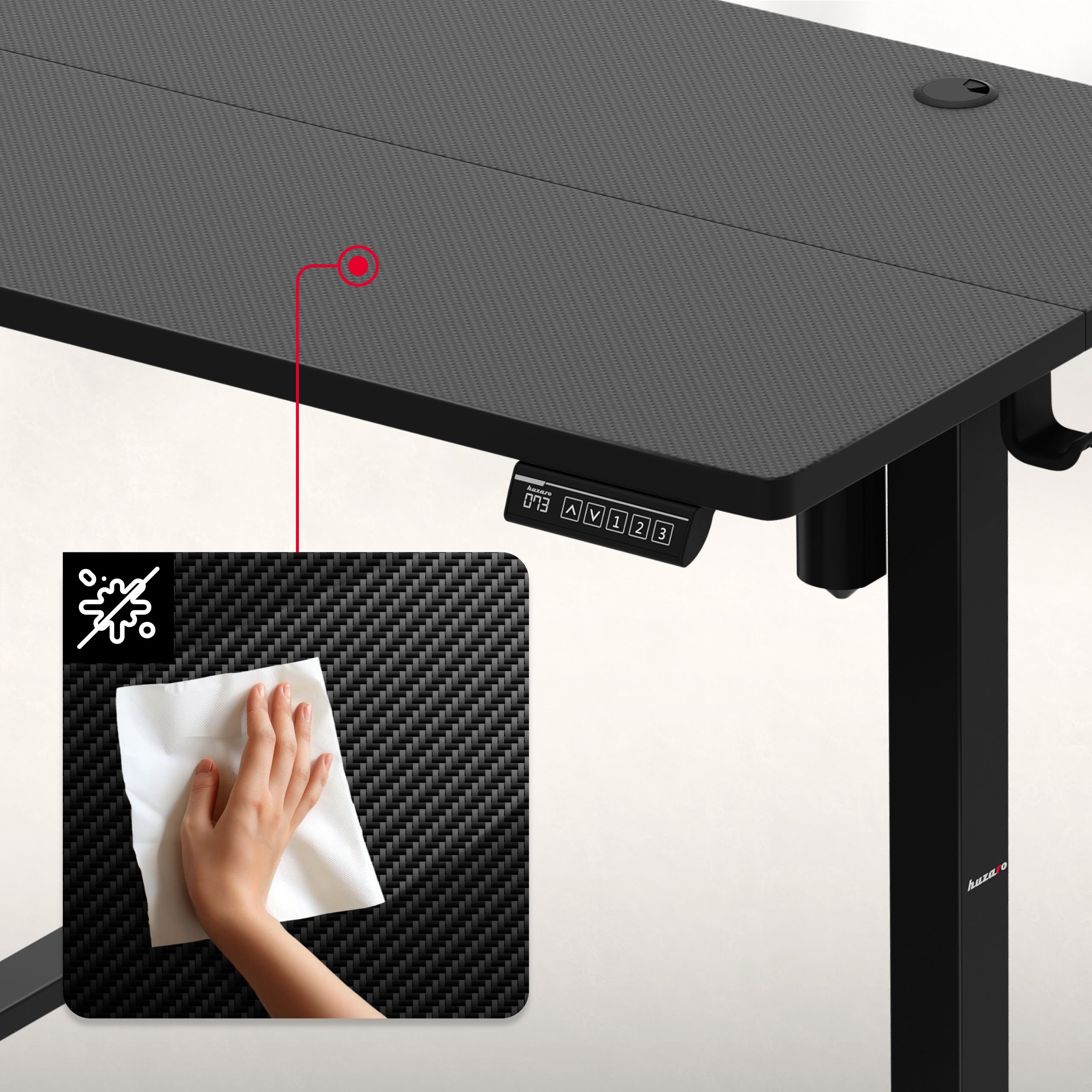 Elektrisch höhenverstellbarer Schreibtisch auf Rollen Huzaro Hero 7.8 Black