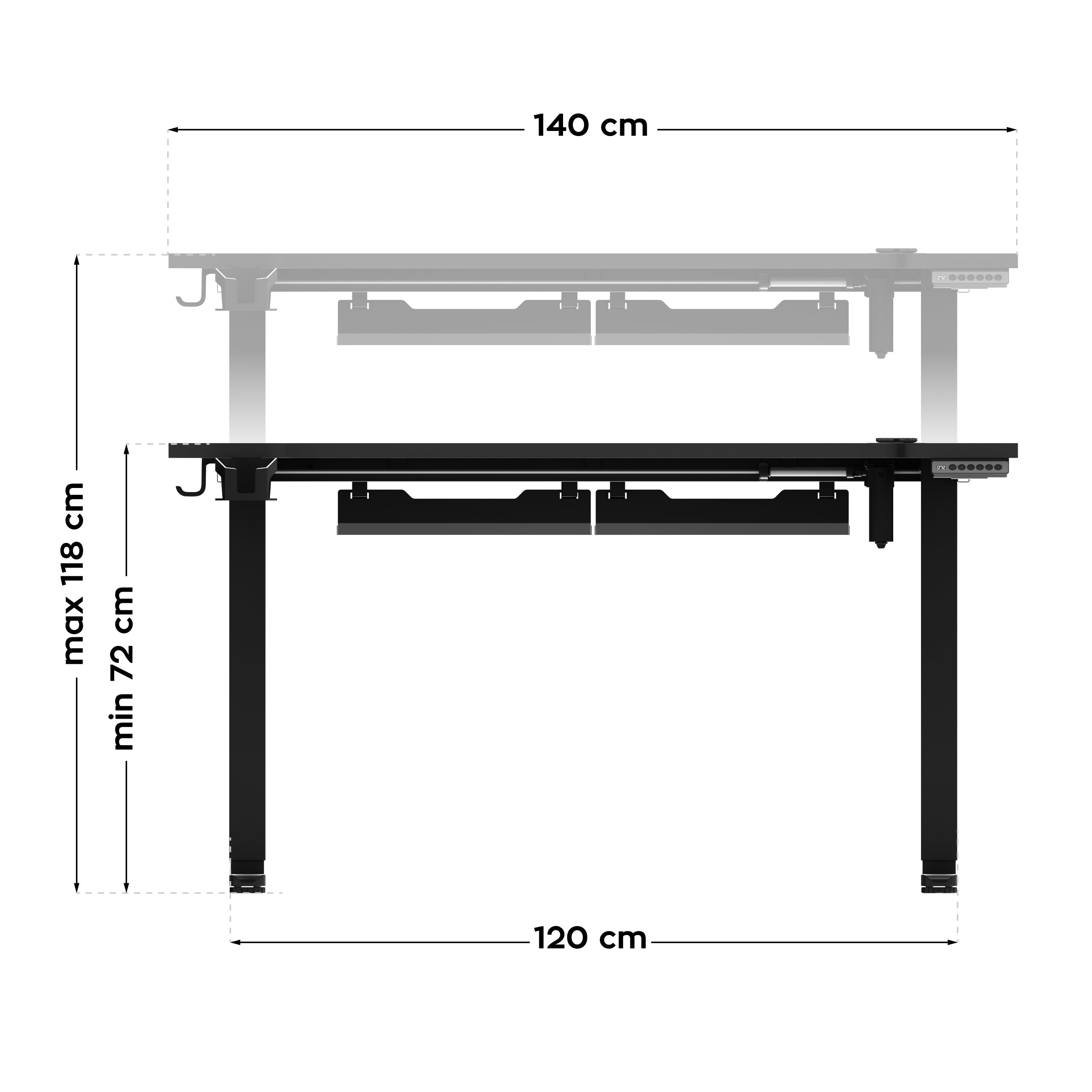 Elektrischer Schreibtisch Huzaro Hero 8.7 RGB LED 140 cm