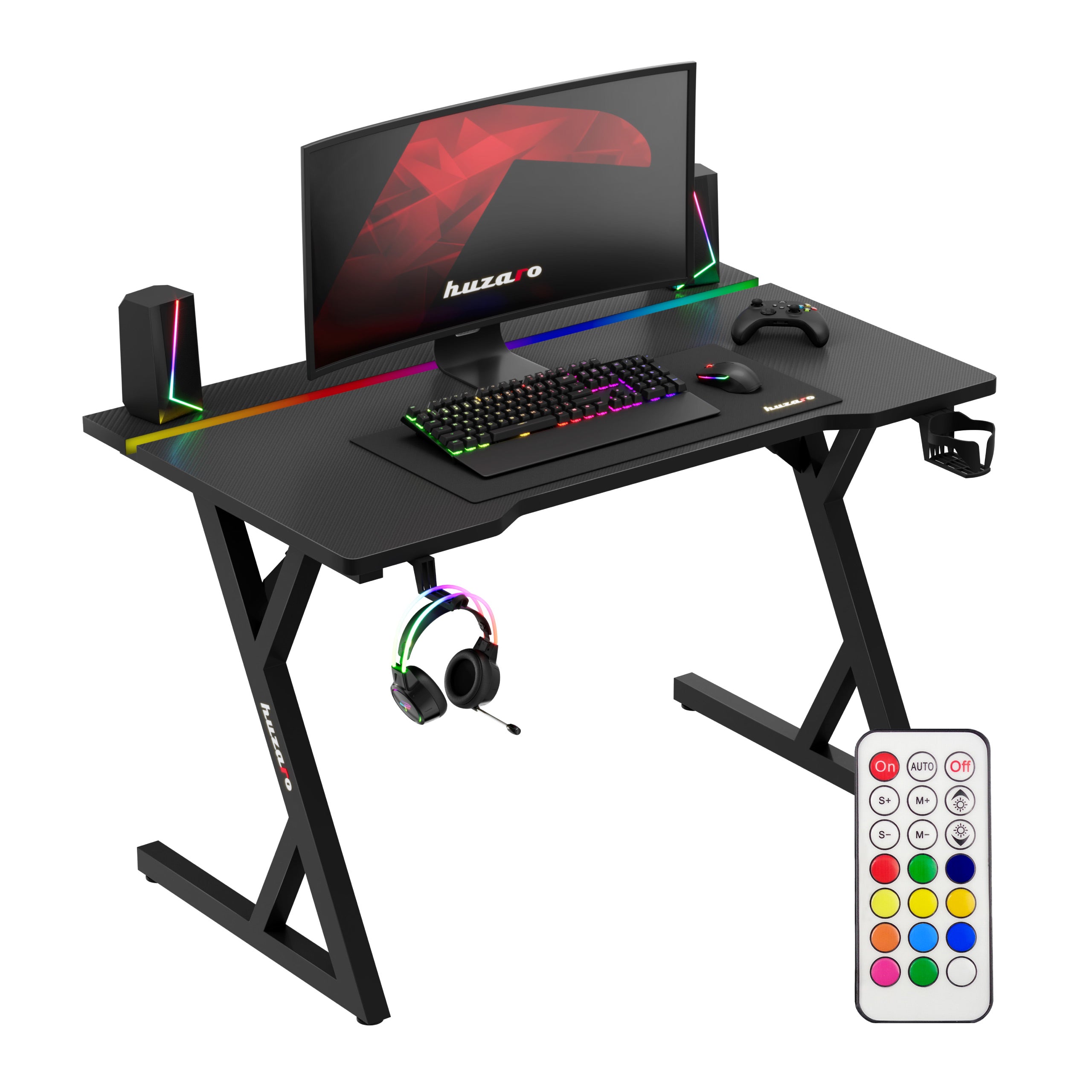 Gaming-Schreibtisch mit LED-Beleuchtung Huzaro Hero 2.4 RGB Black