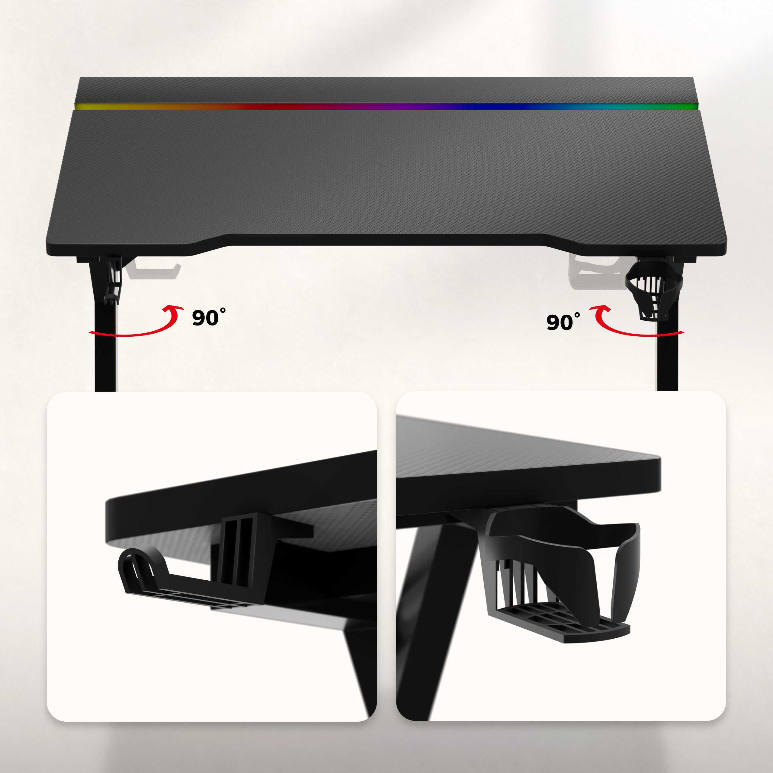 Gaming-Schreibtisch mit LED-Beleuchtung Huzaro Hero 2.4 RGB Black