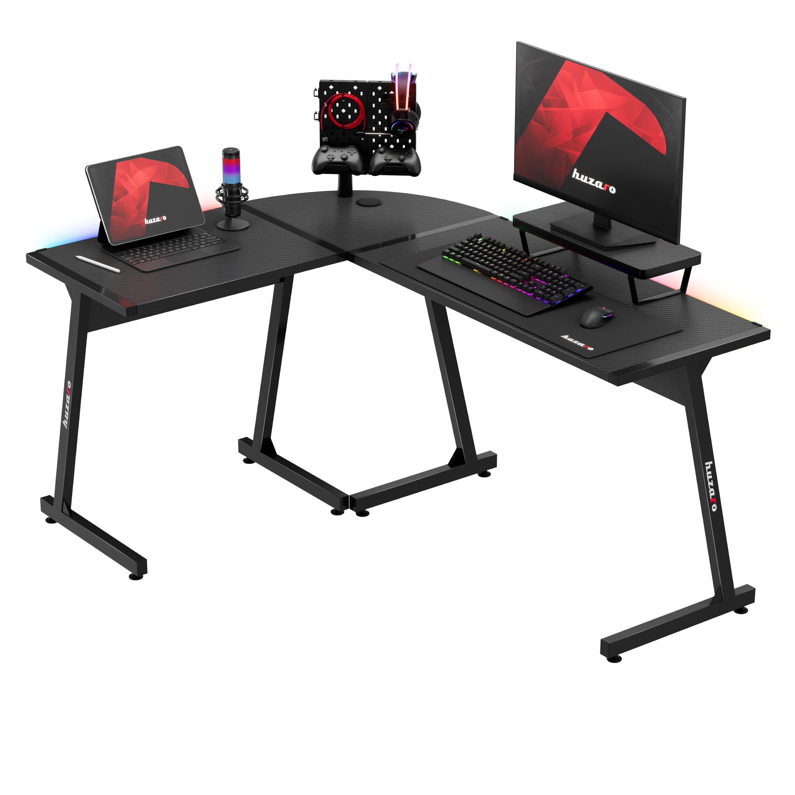 Gaming-Eckschreibtisch HUZARO Hero 6.0 RGB Smart Schwarz 147 cm