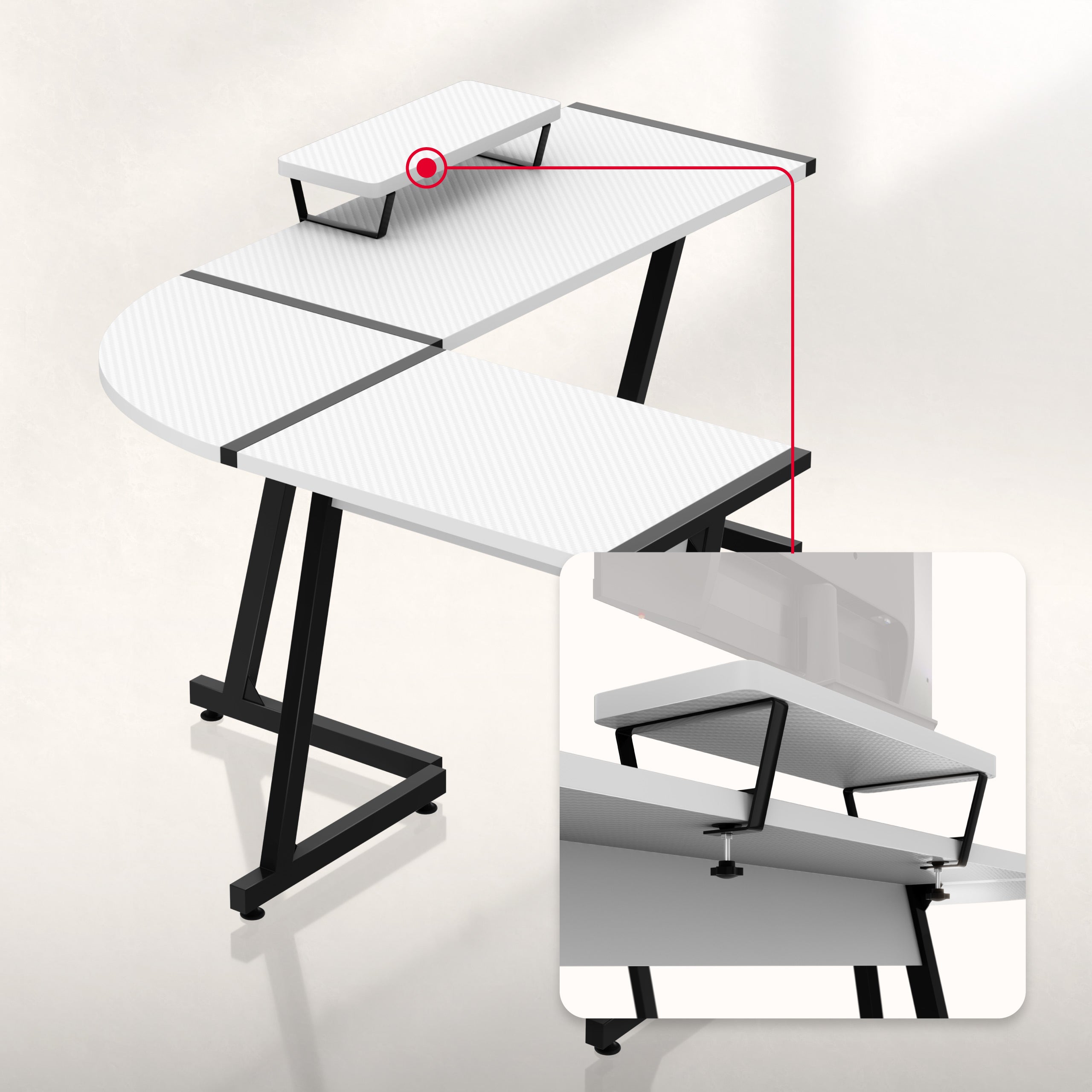 Gaming-Eckschreibtisch Huzaro Hero 6.0 White 147 cm