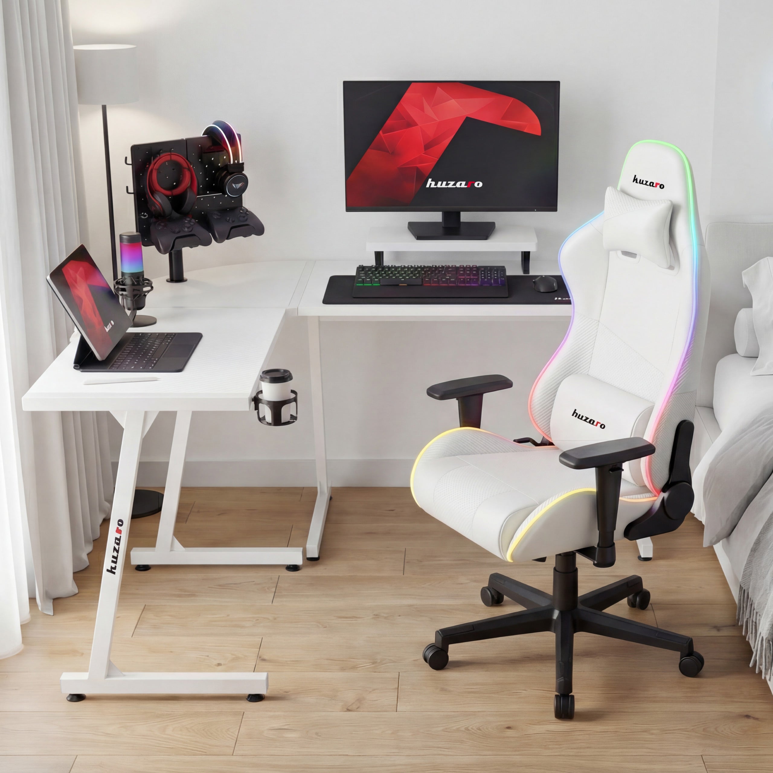 Gaming-Eckschreibtisch Huzaro Hero 6.0 White 147 cm