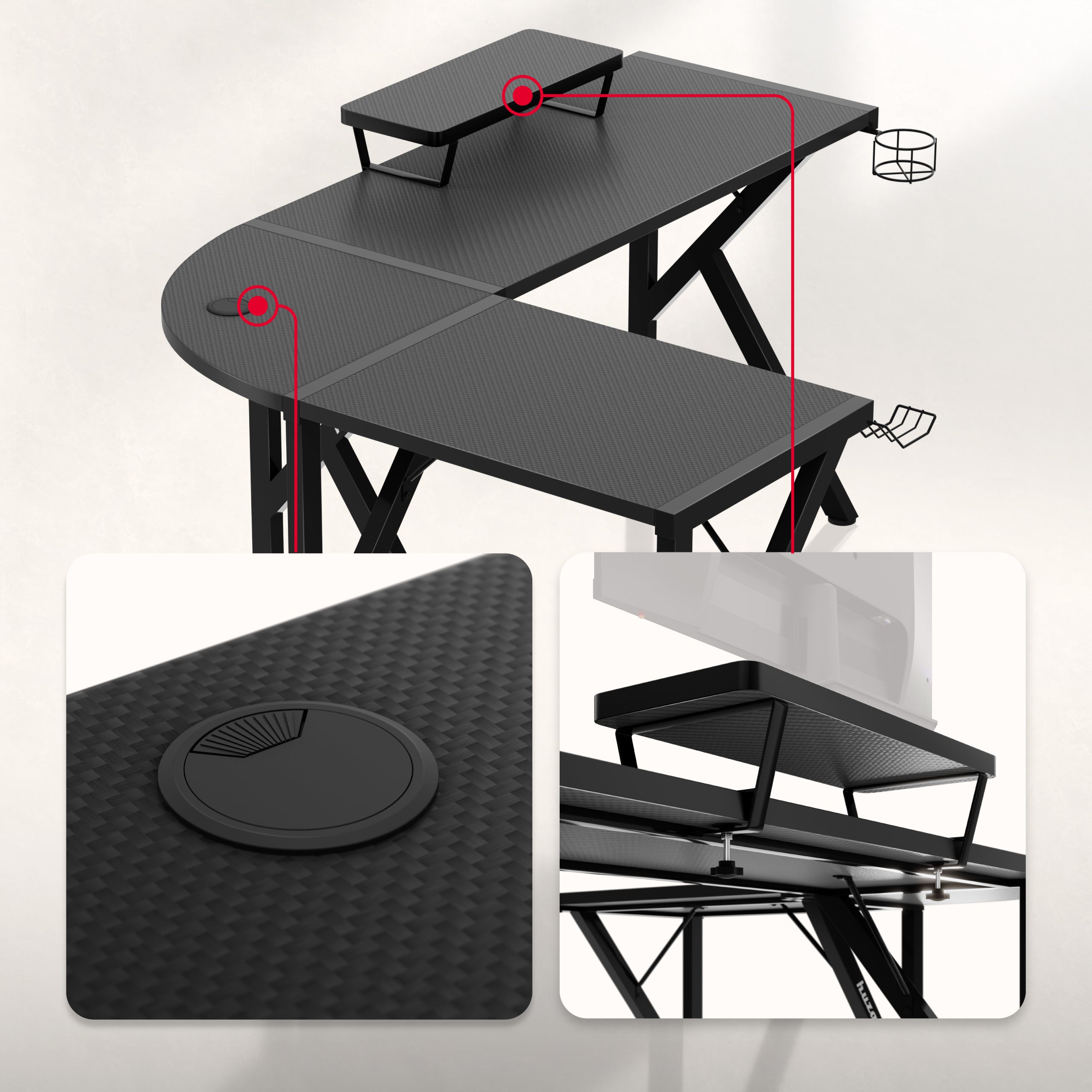 Huzaro Hero 6.3 Black Eck-Gaming-Schreibtisch 154 cm