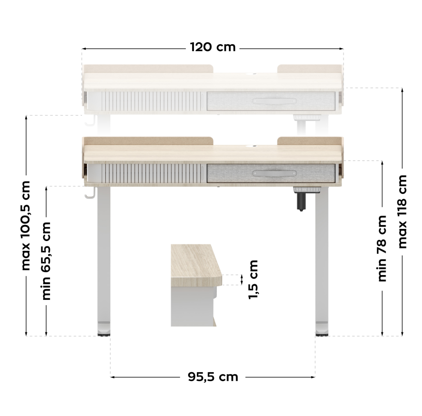Elektrischer Schreibtisch Mark Adler Leader 8.0 White 120 cm
