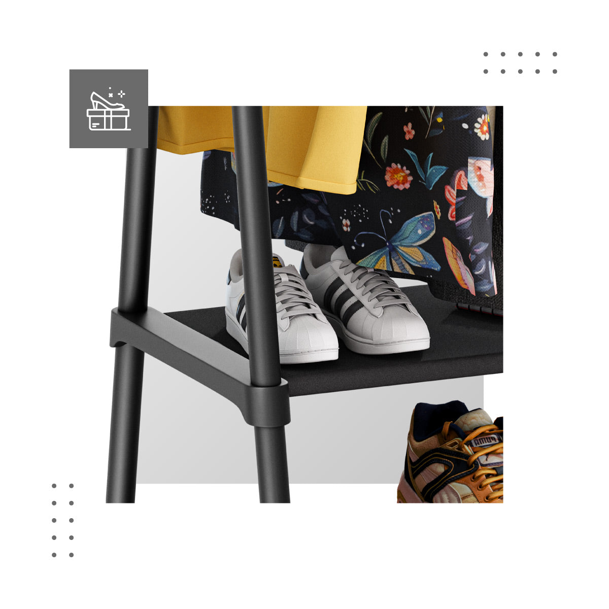Zwei Schuhregale