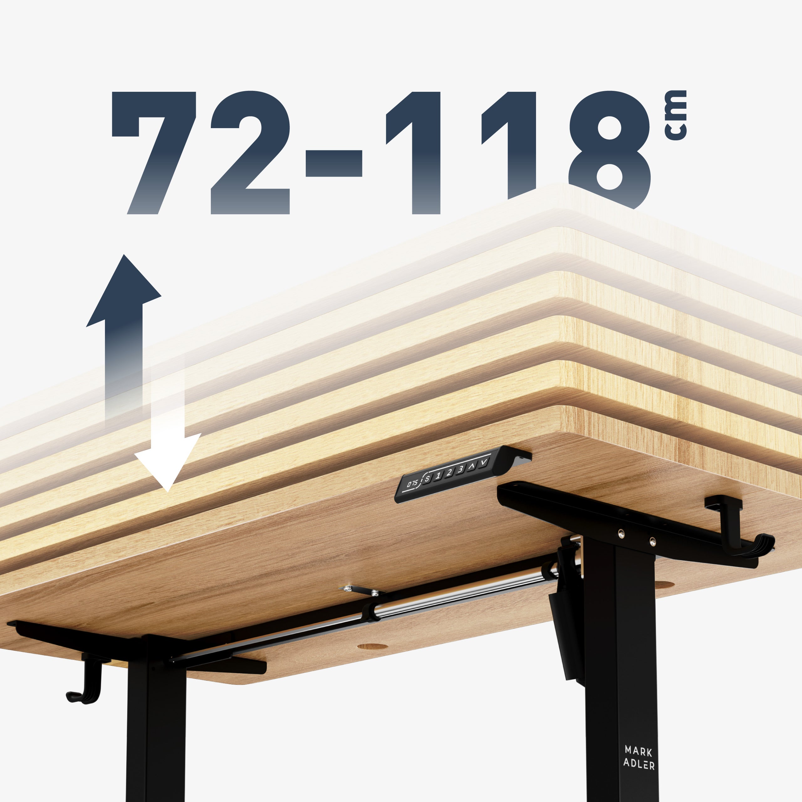 Großer Höhenverstellbereich: 72 - 118 cm