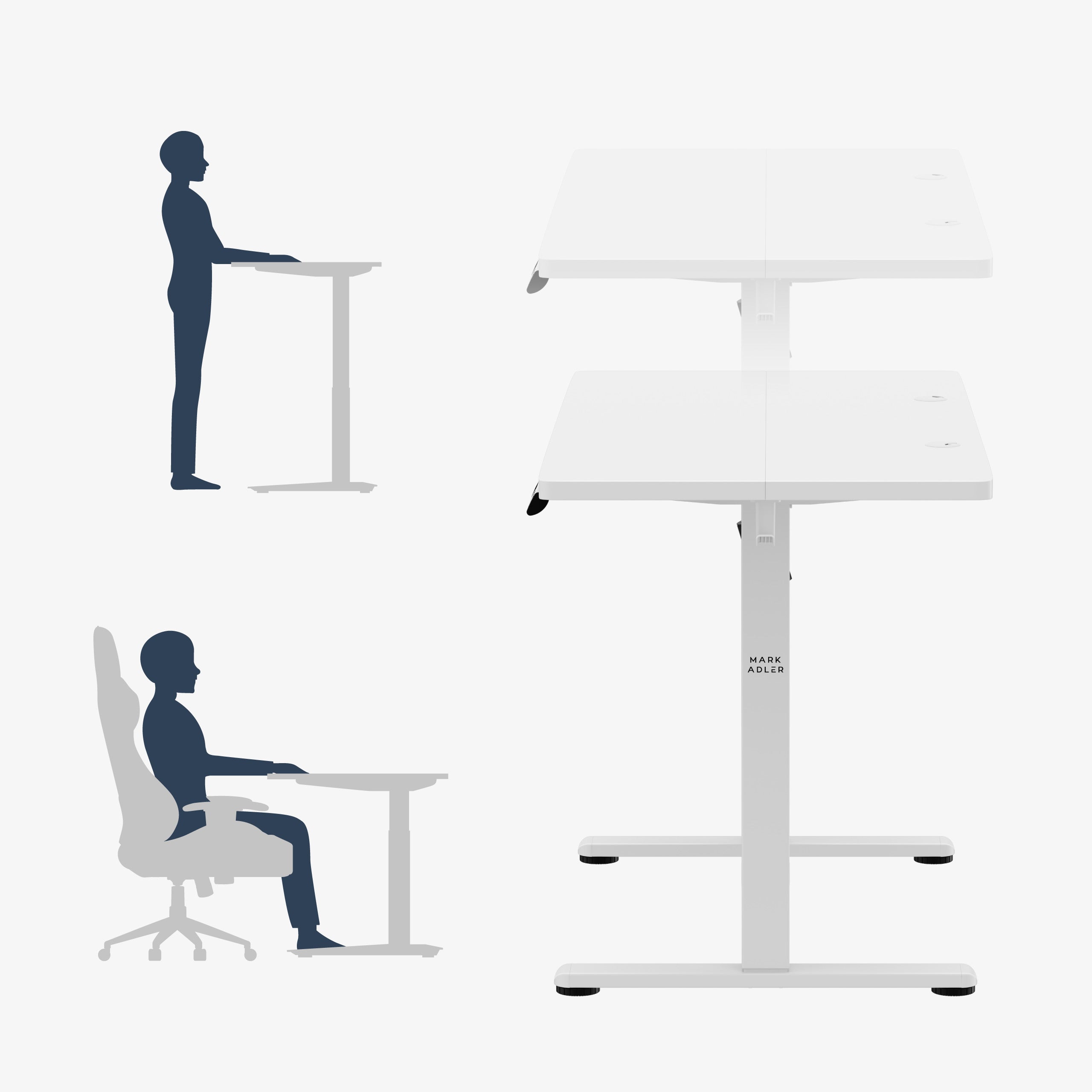 Für stehende und sitzende Arbeit