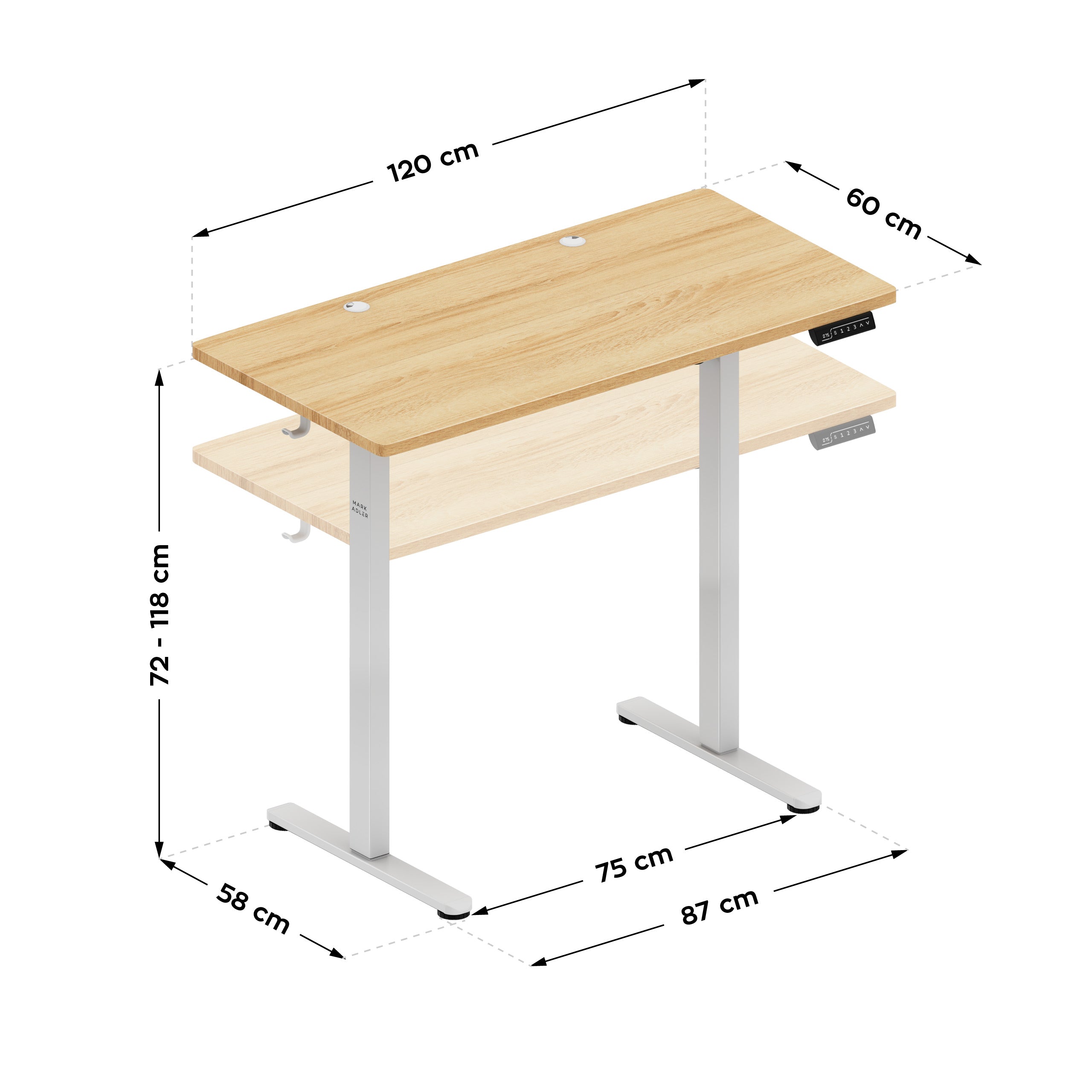 Elektrisch höhenverstellbarer Schreibtisch Mark Adler Leader 6.9 Craft 120 cm
