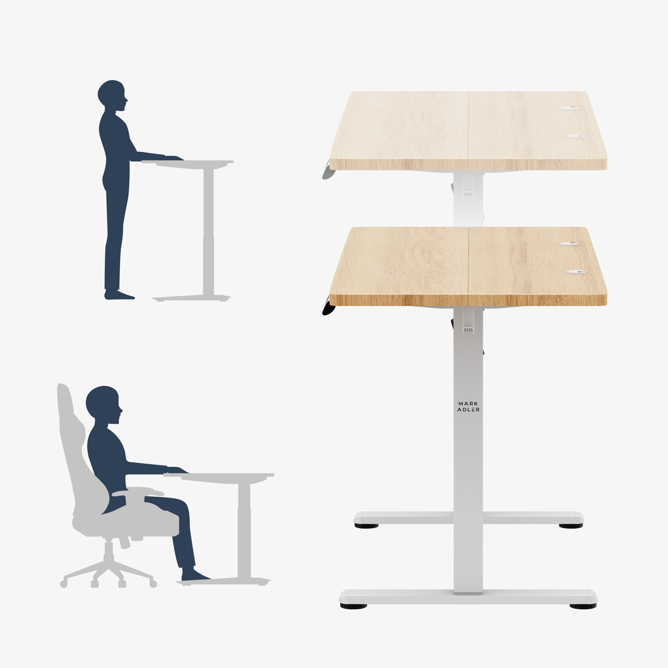 Für stehende und sitzende Arbeit