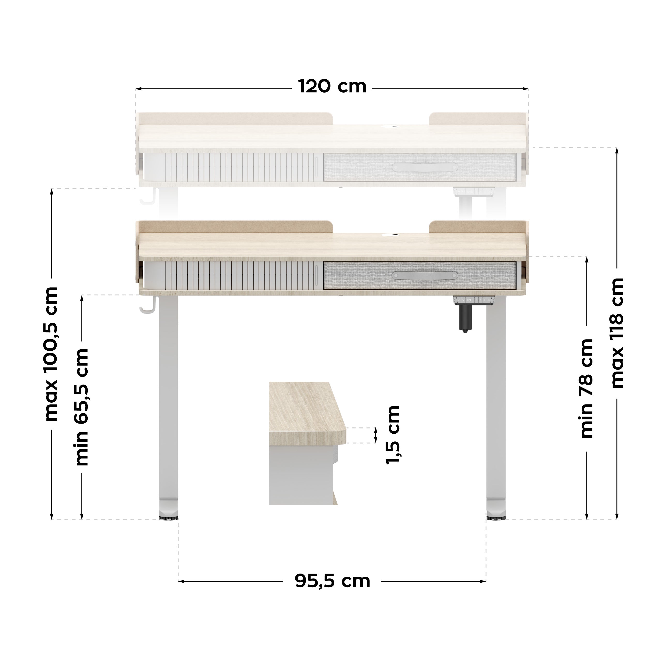 Elektrischer Schreibtisch Mark Adler Leader 8.0 White 120 cm