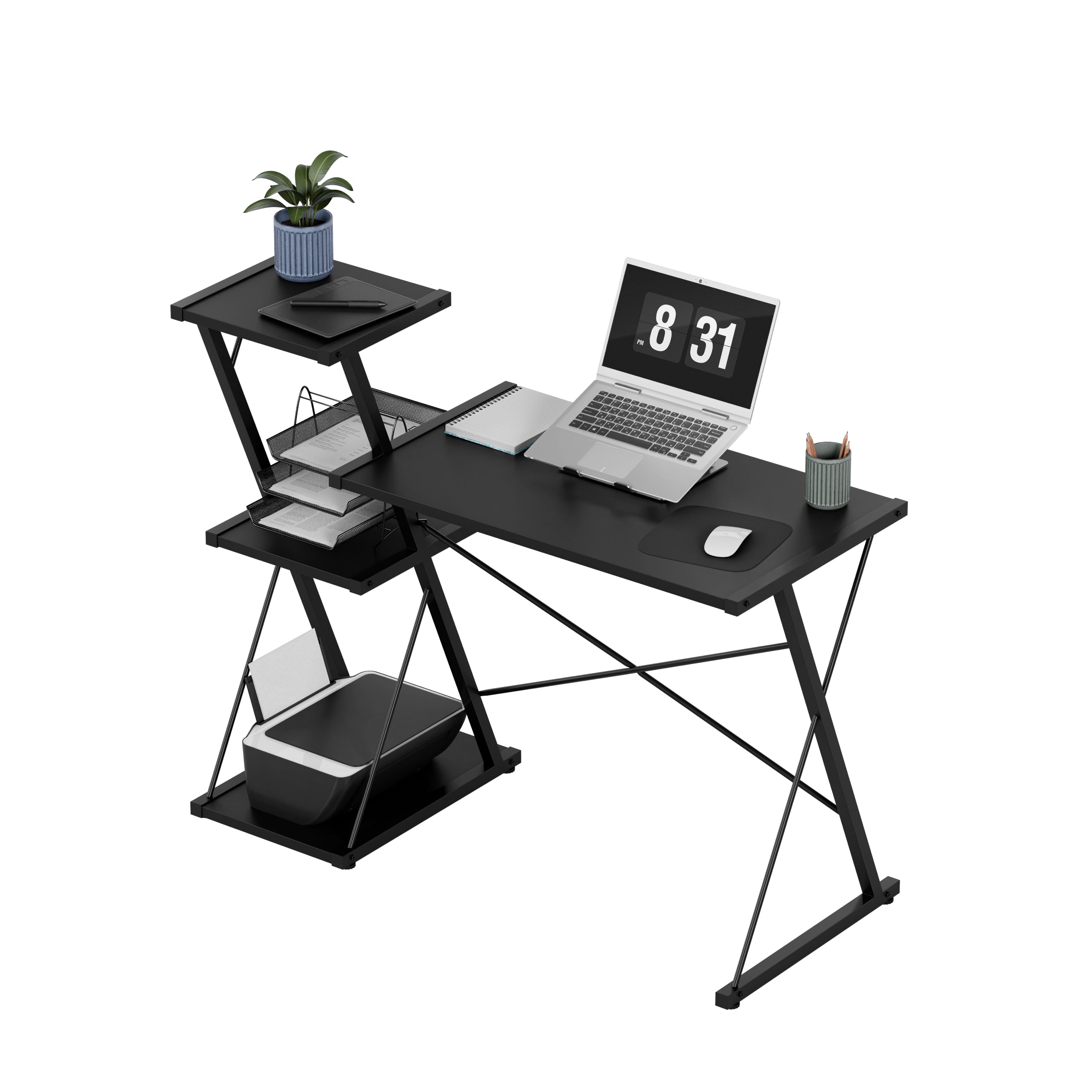 Schreibtisch mit Regalen Mark Adler Leader 3.5 Black 116 cm