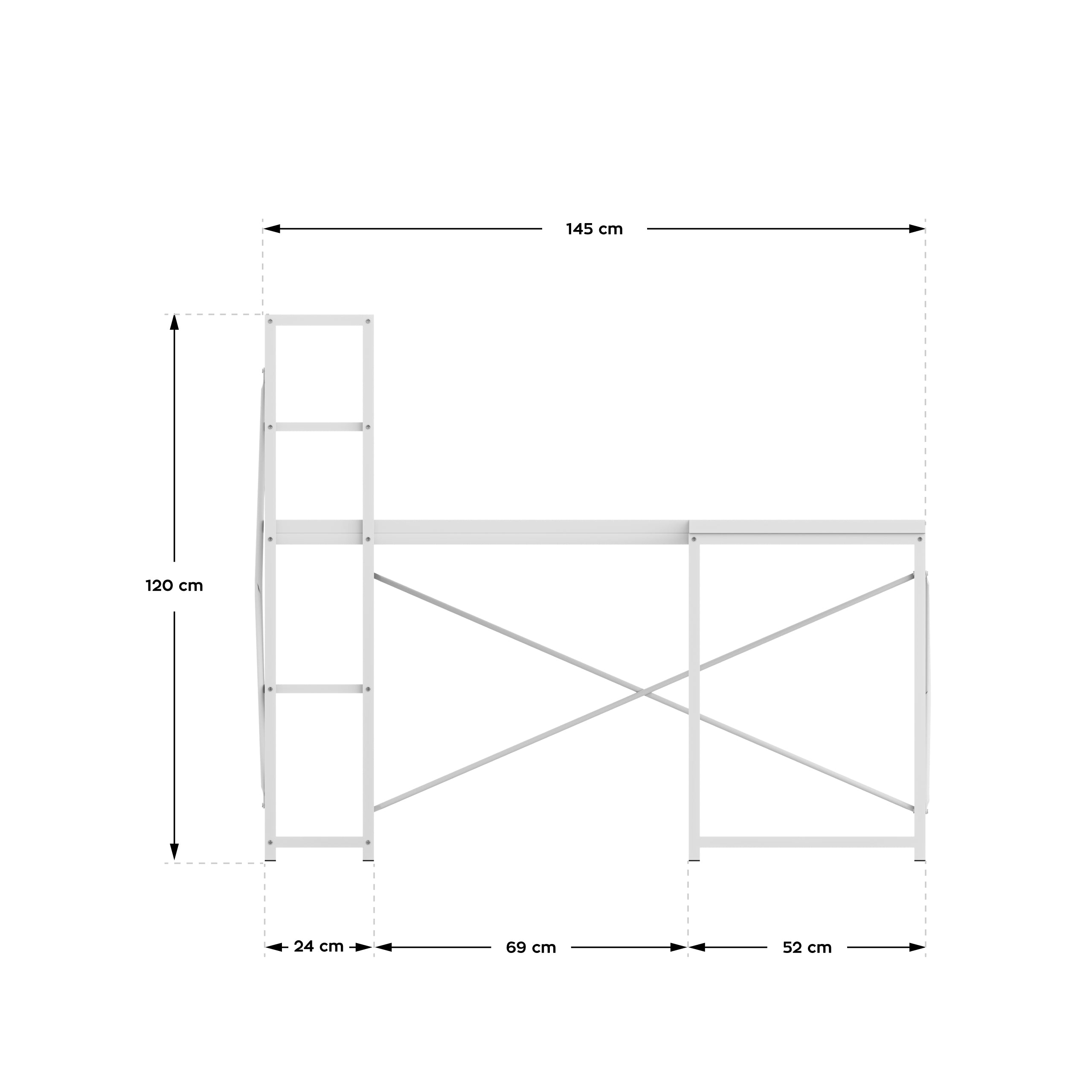 Eckschreibtisch mit Regalen Mark Adler Leader 5.9 White 145 cm