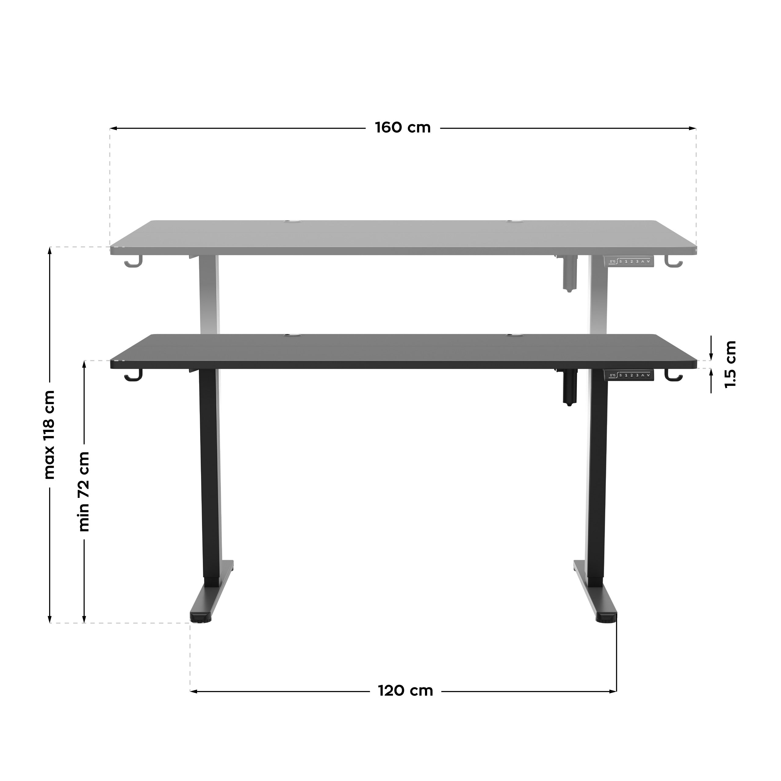 Elektrischer Schreibtisch Mark Adler Leader 7.6 Black 160 cm