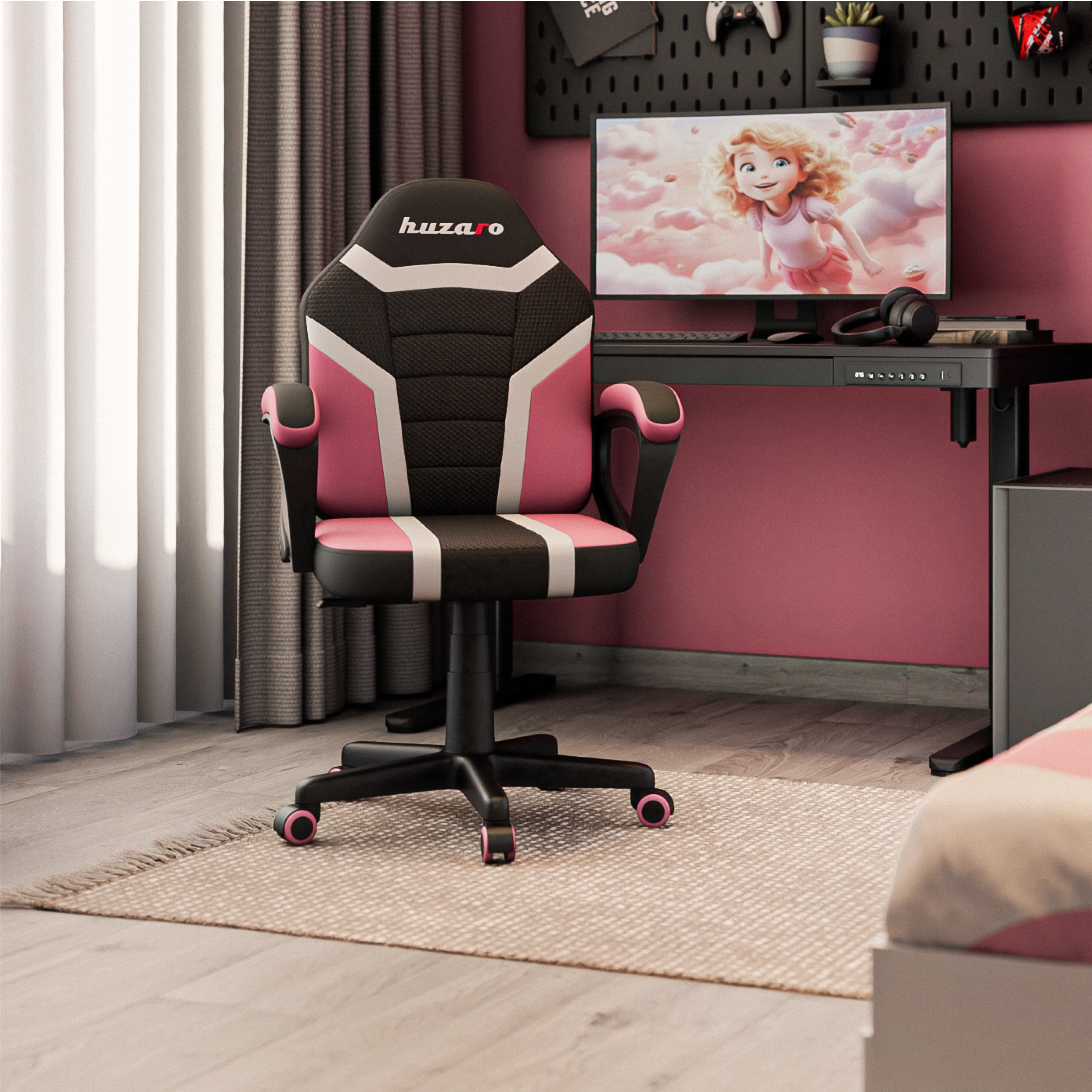 Gaming-Stuhl für Kinder HUZARO RANGER 1.0 Pink Mesh