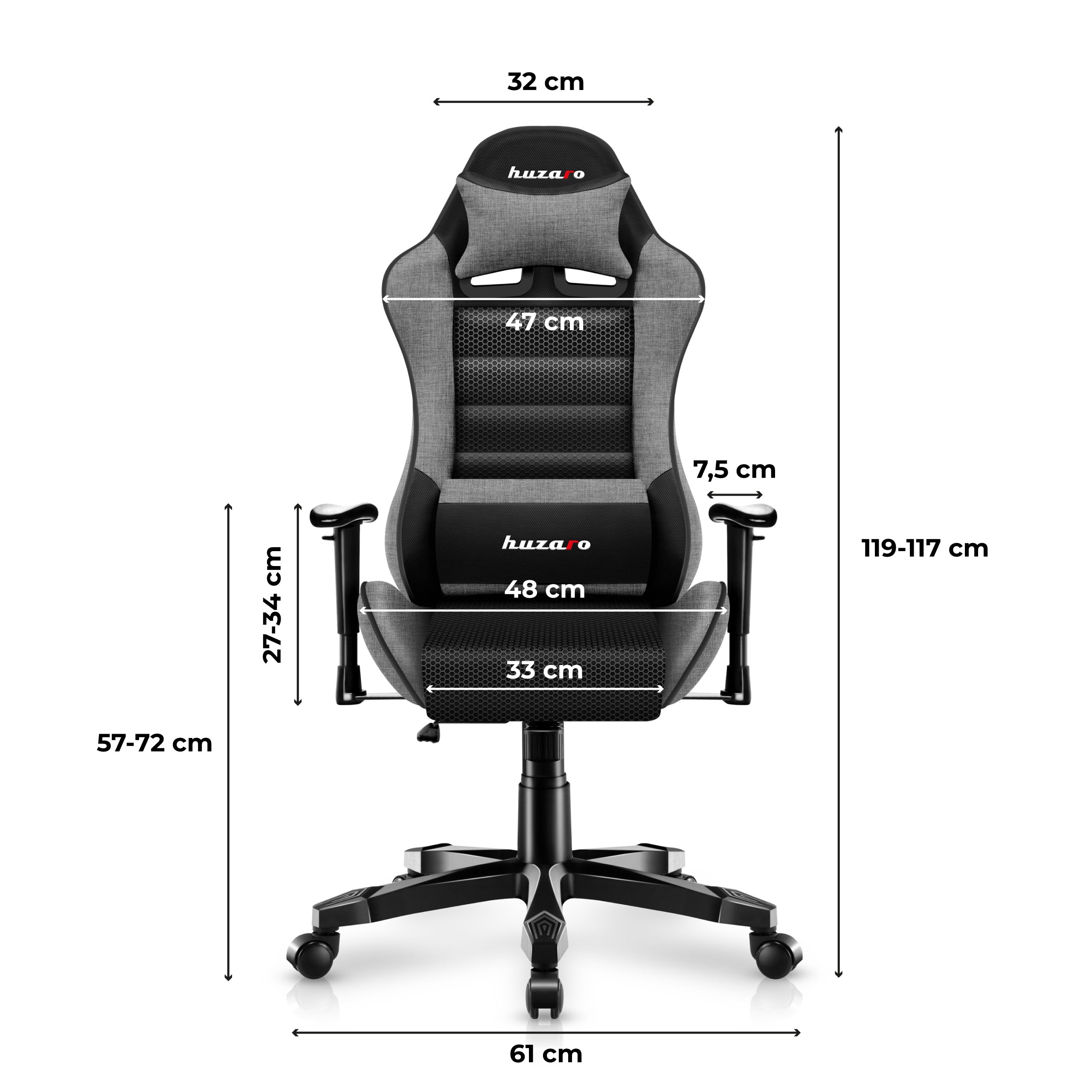 Gaming-Stuhl für Kinder HUZARO RANGER 6.0 Grey Mesh
