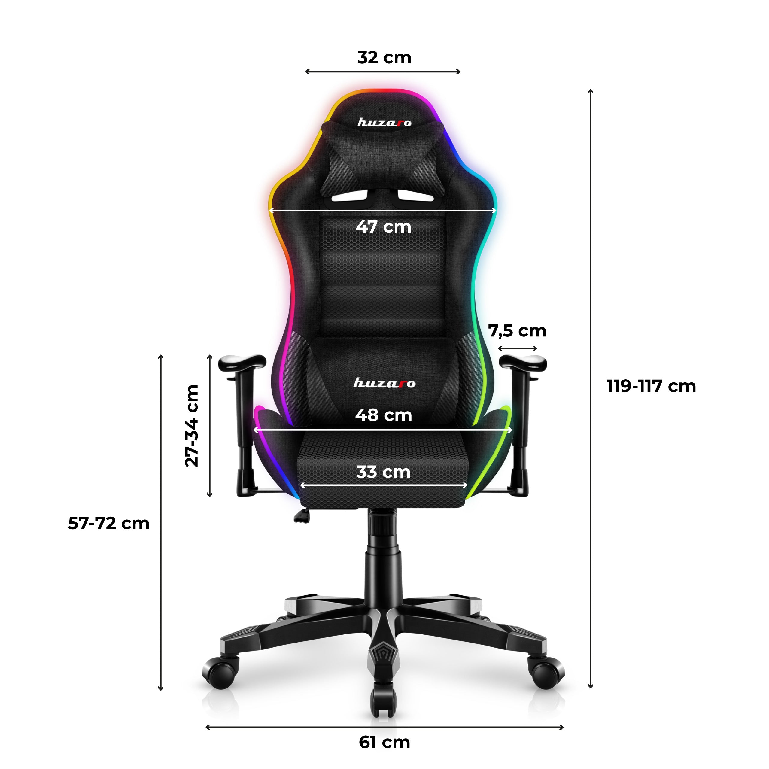 Gaming-Sessel für Kinder HUZARO RANGER 6.0 RGB Black Mesh