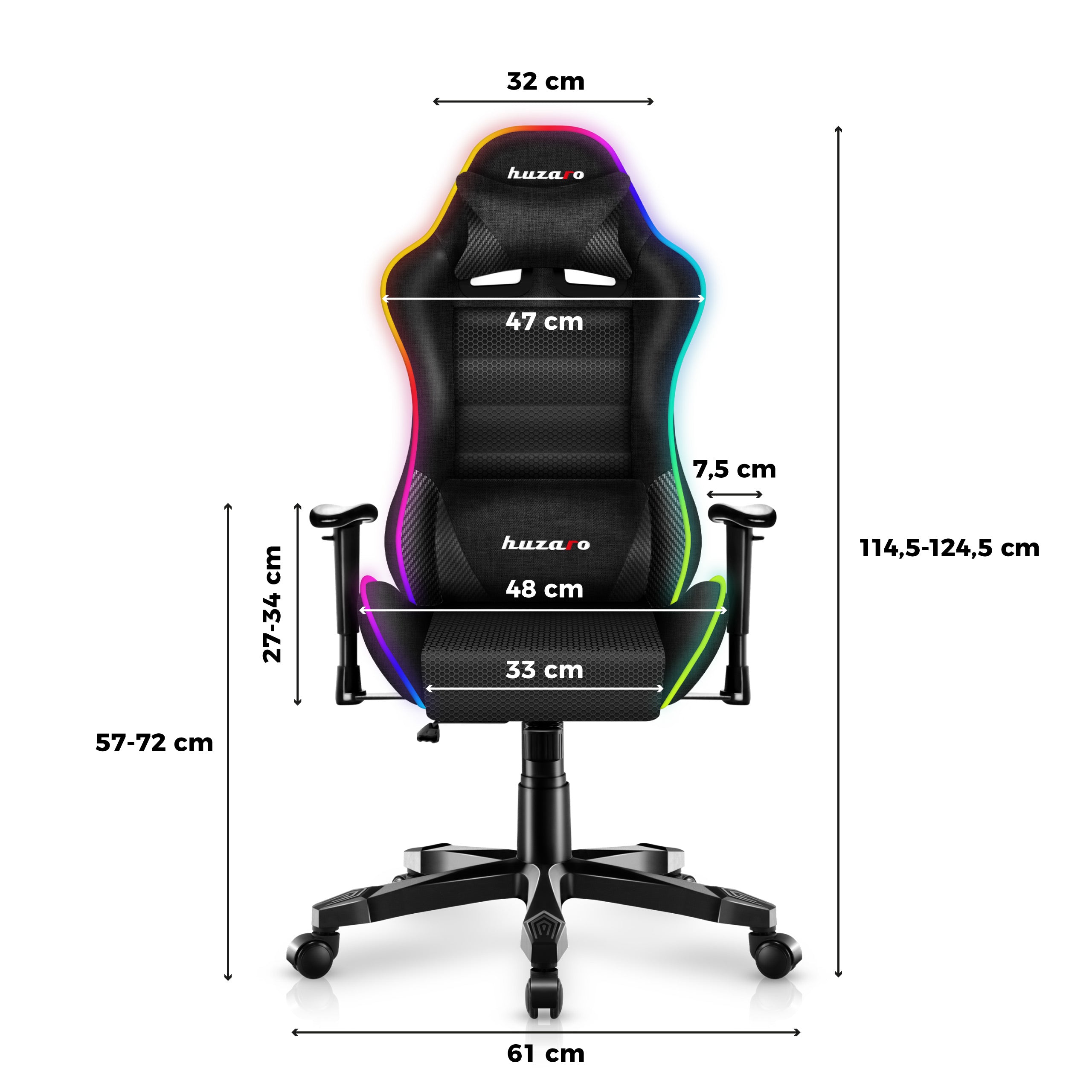Gaming-Sessel für Kinder HUZARO RANGER 6.0 RGB Black Mesh