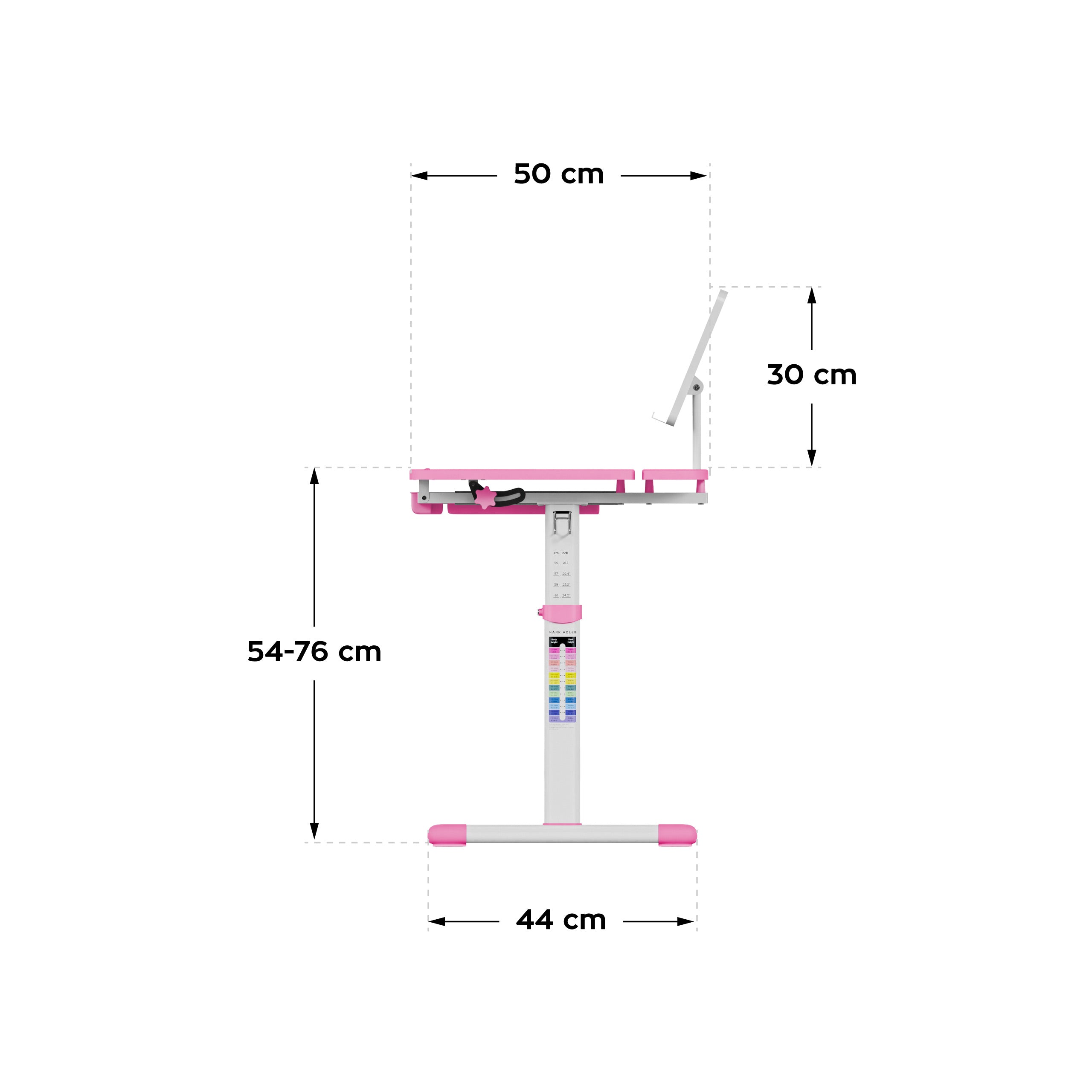 Ergonomischer Schreibtisch für Kinder Mark Adler Study 3.0 Pink 66 cm