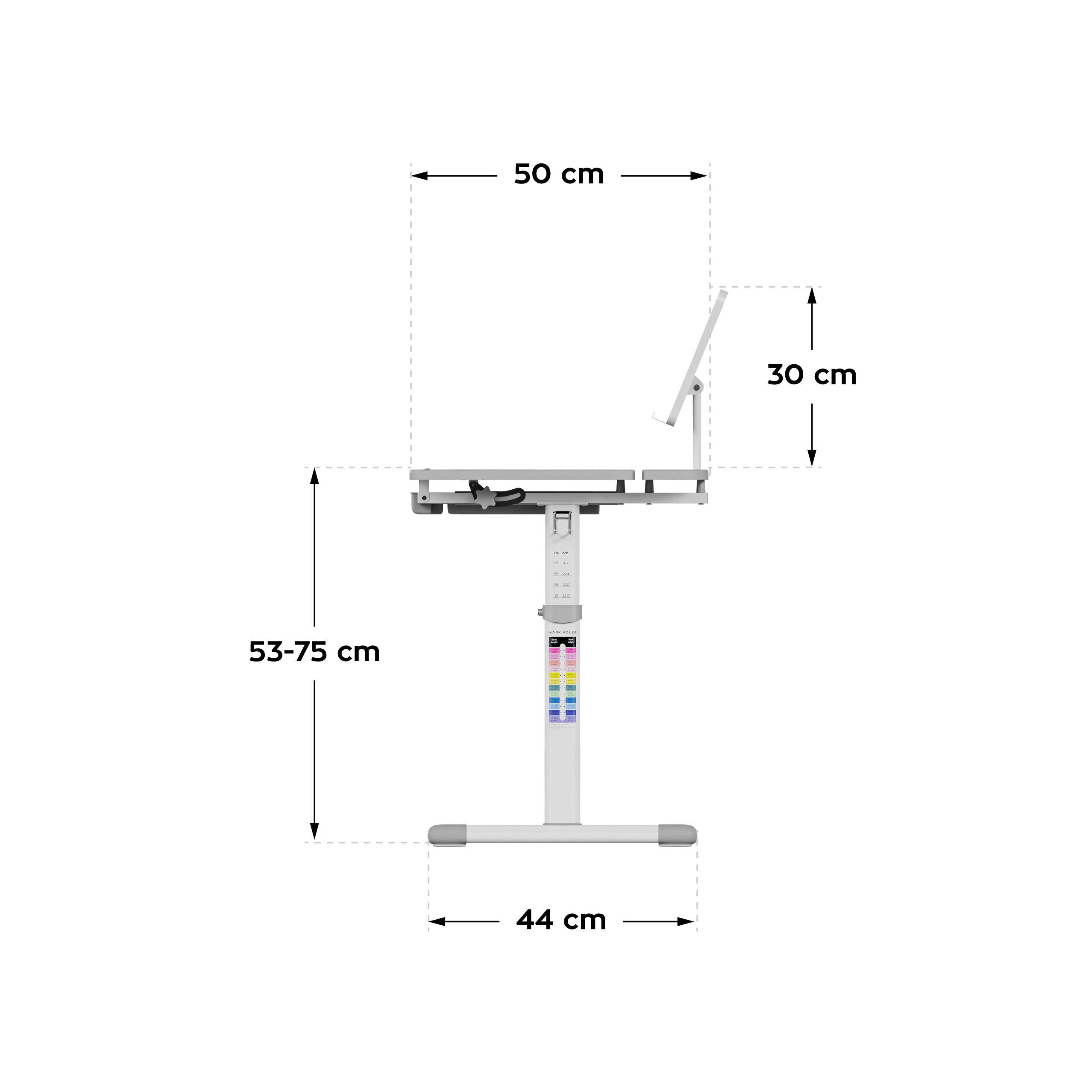 Ergonomischer Kinderschreibtisch Mark Adler Study 3.0 Grau 66 cm