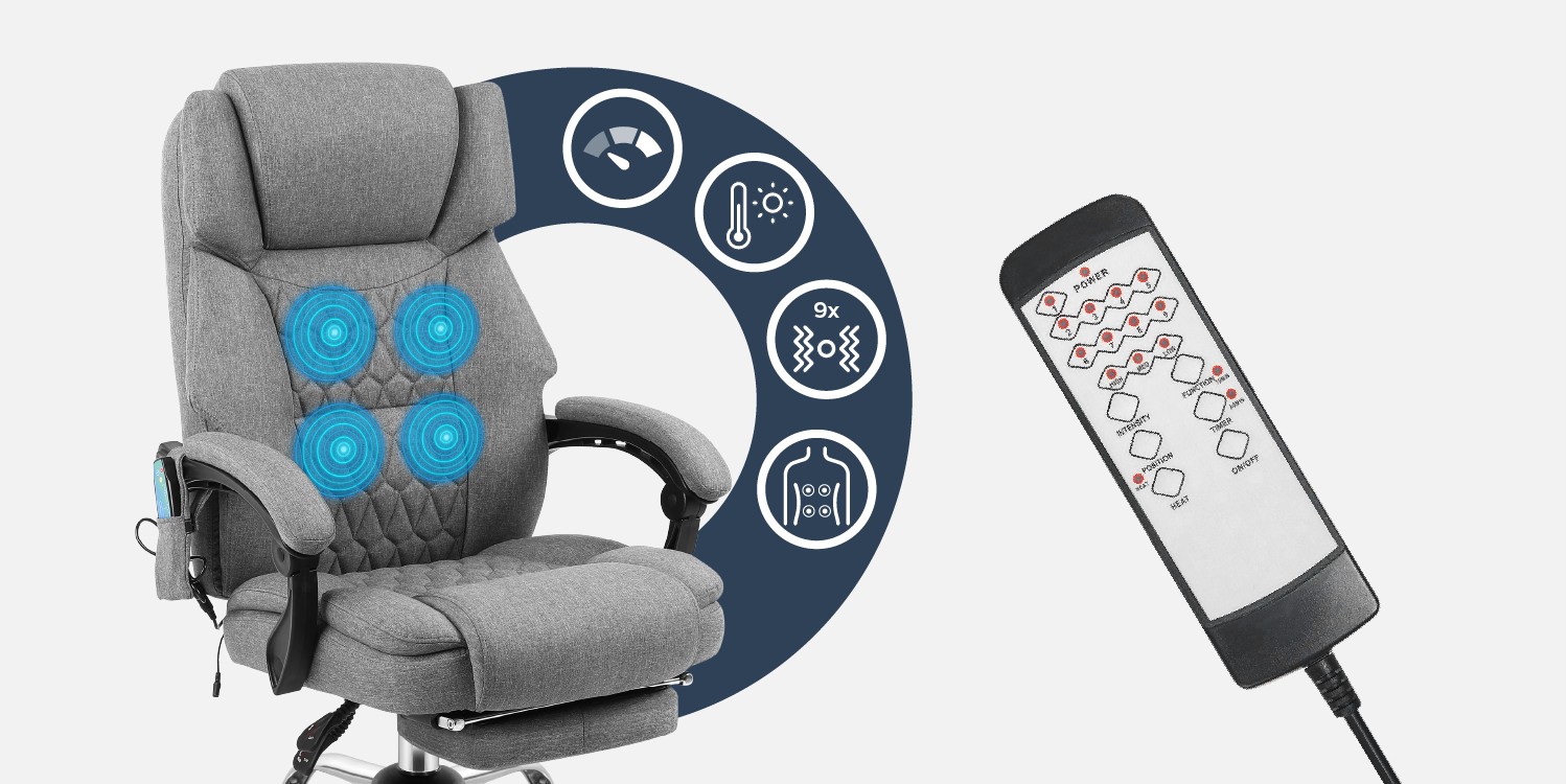 punkty masażu i pilot do sterowania fotelem z masażem